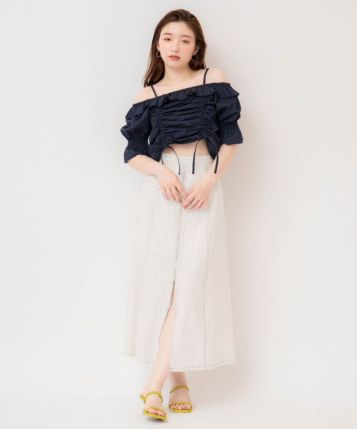 REDYAZEL「ドロストフリルオフショルブラウス」|シャツ・ブラウス|