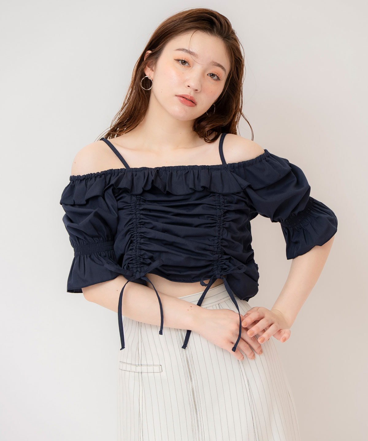 REDYAZEL「ドロストフリルオフショルブラウス」|シャツ・ブラウス|
