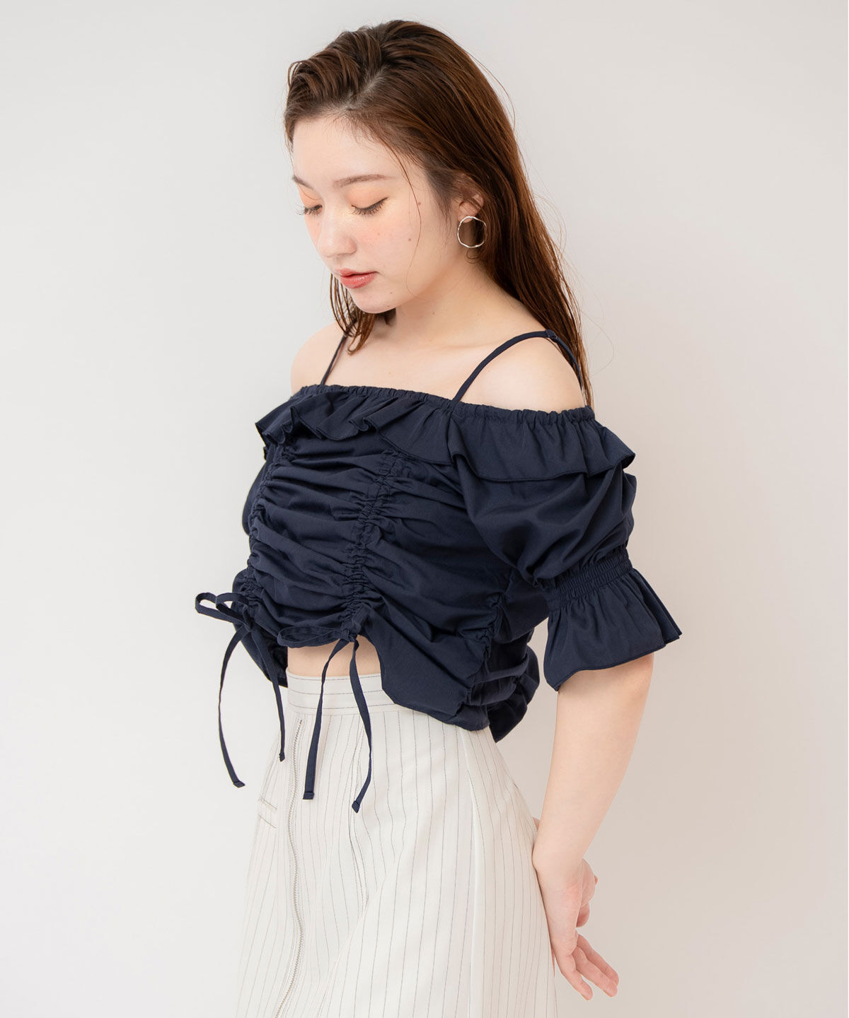 REDYAZEL「ドロストフリルオフショルブラウス」|シャツ・ブラウス|