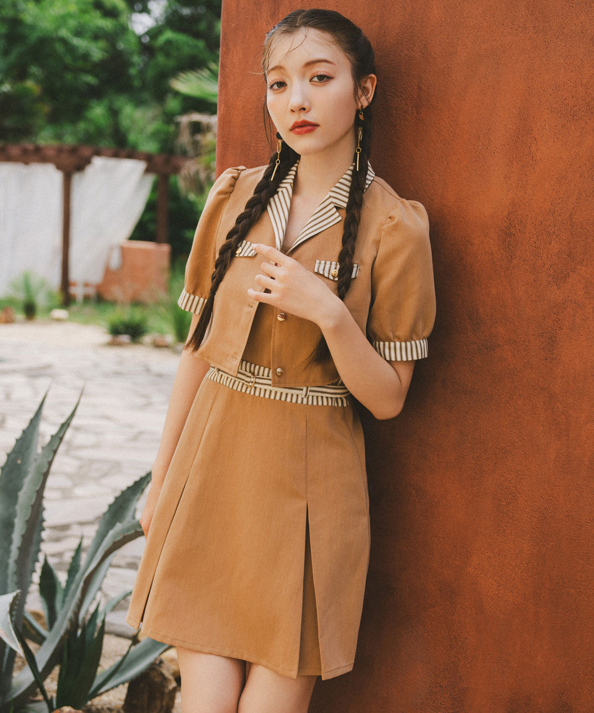 REDYAZEL「ストライプアクセントショートジャケット&times;ワンピース」|ワンピース|