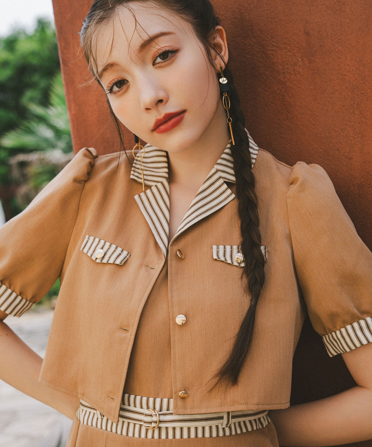 REDYAZEL「ストライプアクセントショートジャケット&times;ワンピース」|ワンピース|