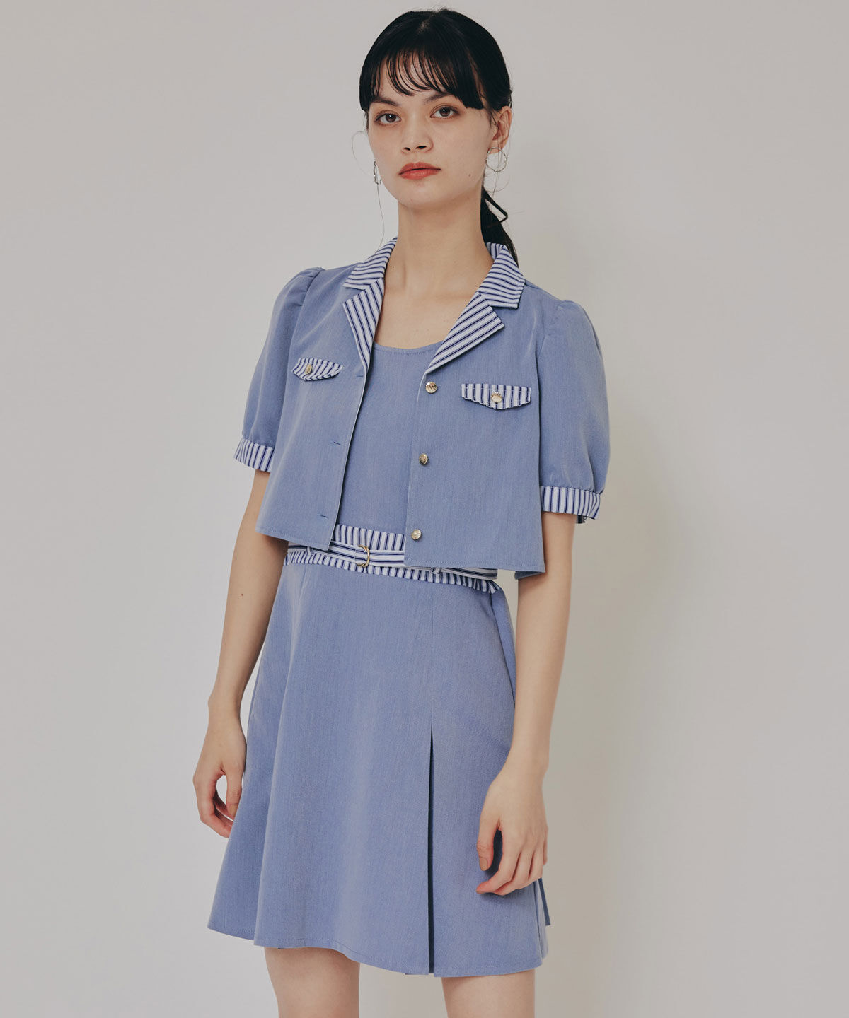 REDYAZEL「ストライプアクセントショートジャケット&times;ワンピース」|ワンピース|