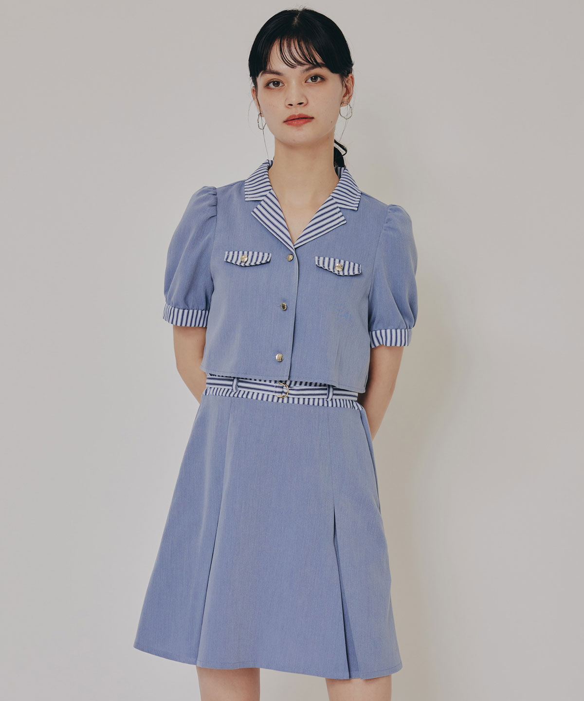 REDYAZEL「ストライプアクセントショートジャケット&times;ワンピース」|ワンピース|