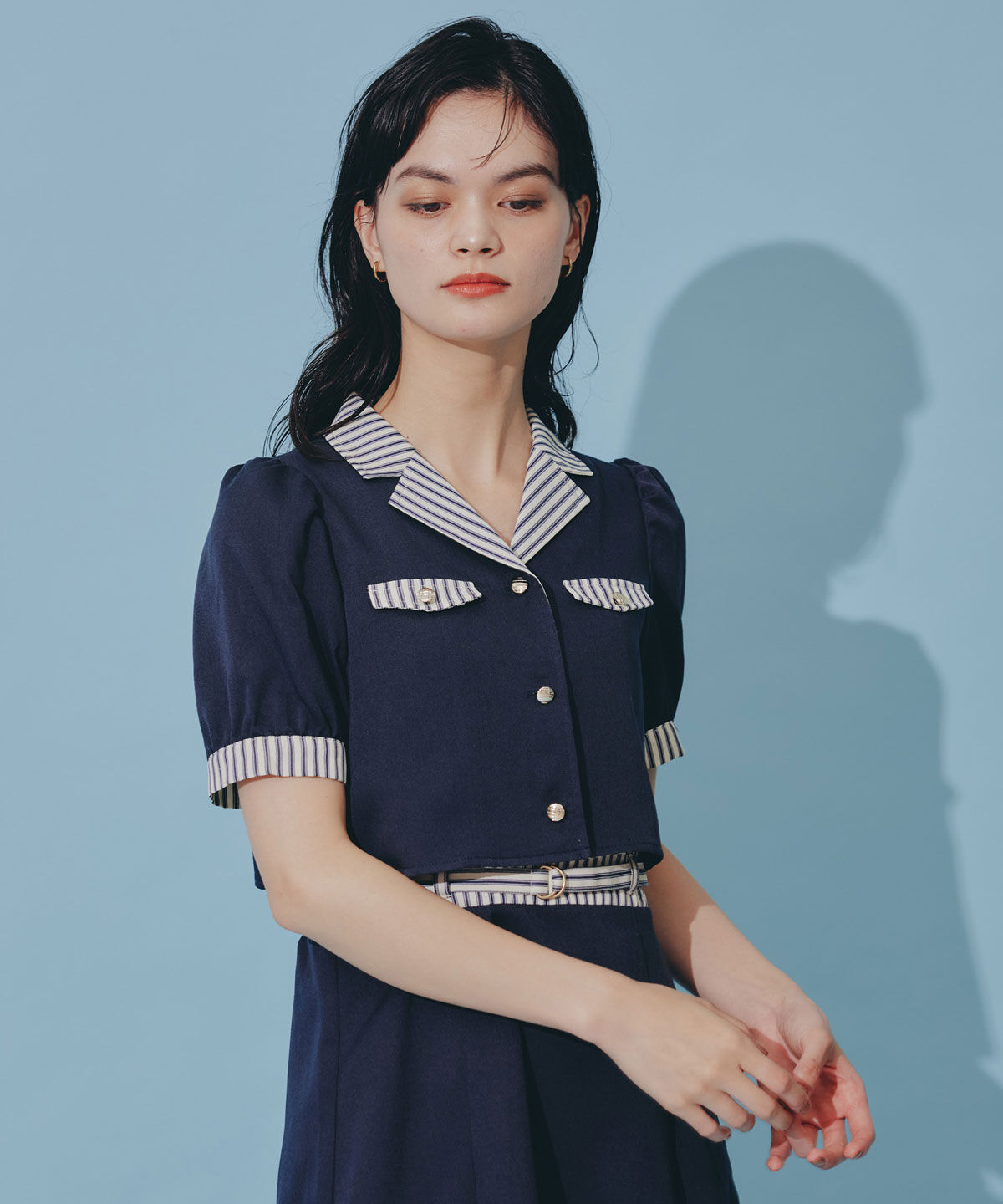 REDYAZEL「ストライプアクセントショートジャケット&times;ワンピース」|ワンピース|