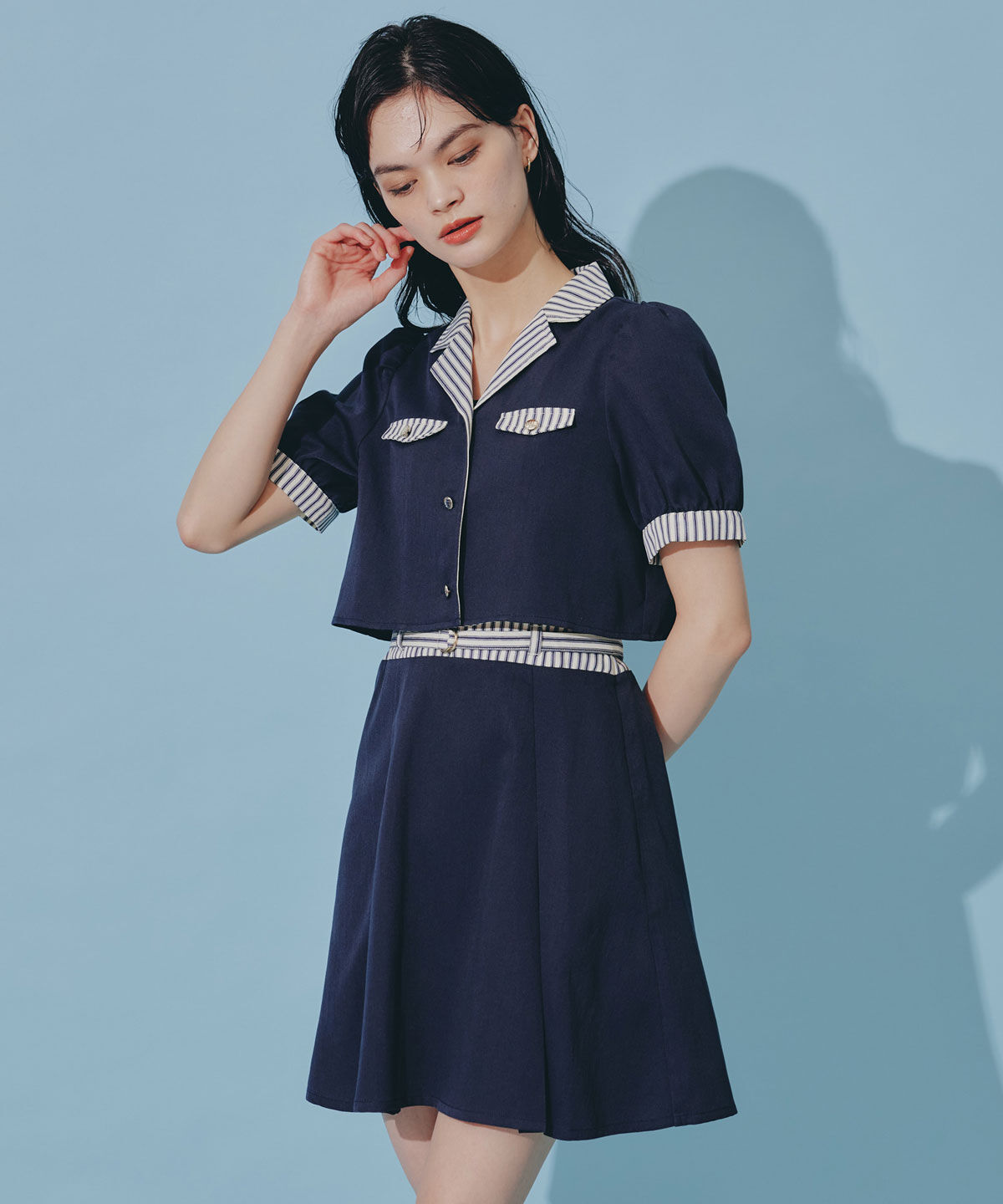 REDYAZEL「ストライプアクセントショートジャケット&times;ワンピース」|ワンピース|