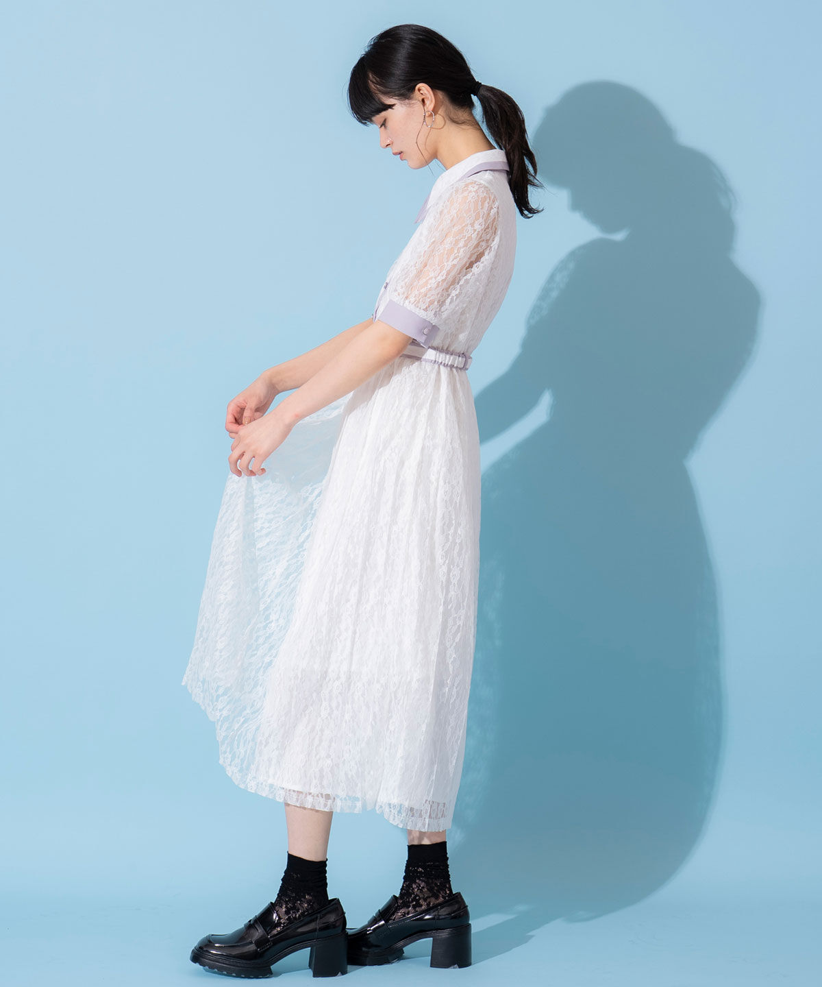 REDYAZEL「バイカラーレースプリーツワンピース」|ワンピース|