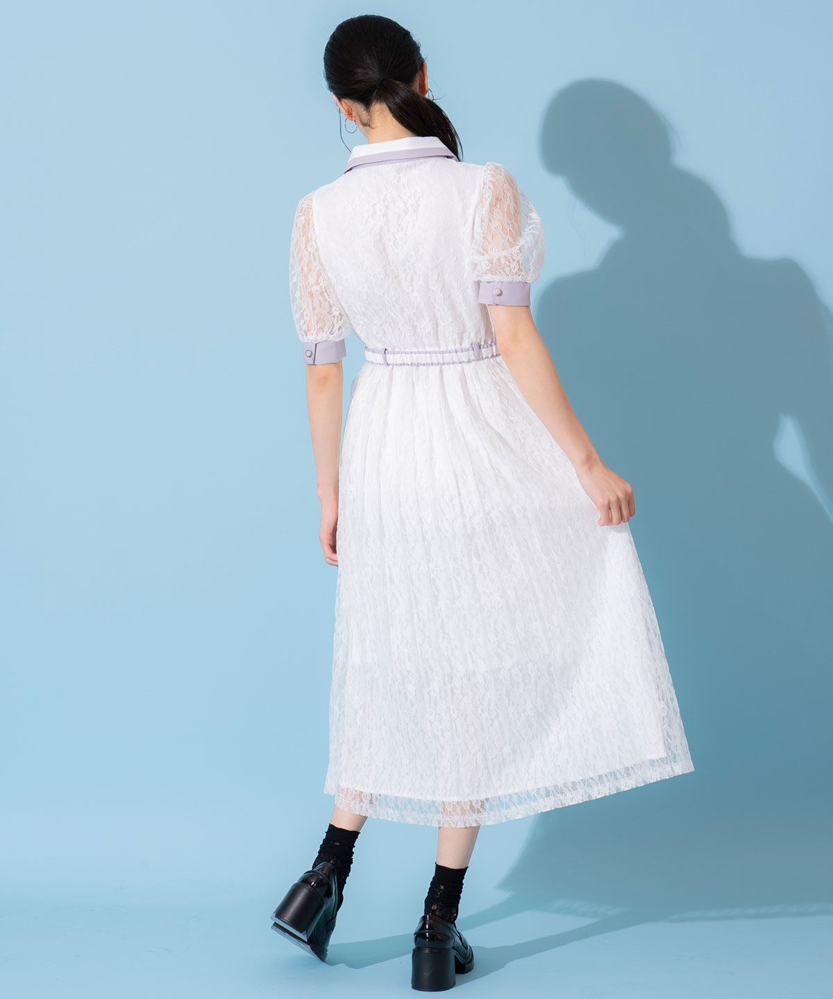 REDYAZEL「バイカラーレースプリーツワンピース」|ワンピース|