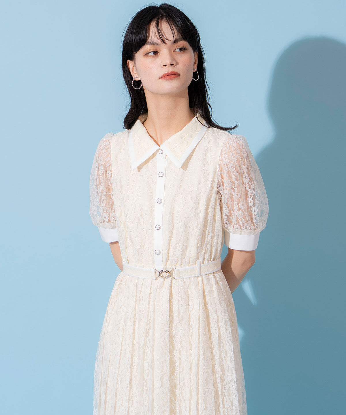 REDYAZEL「バイカラーレースプリーツワンピース」|ワンピース|