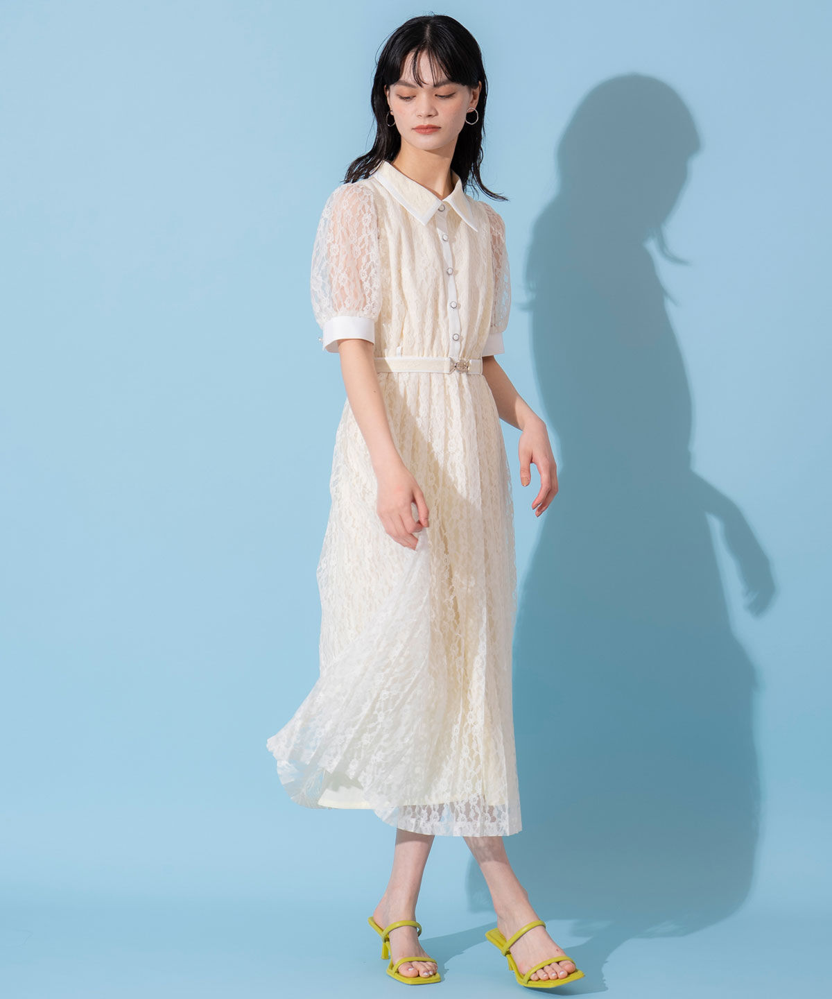 REDYAZEL「バイカラーレースプリーツワンピース」|ワンピース|