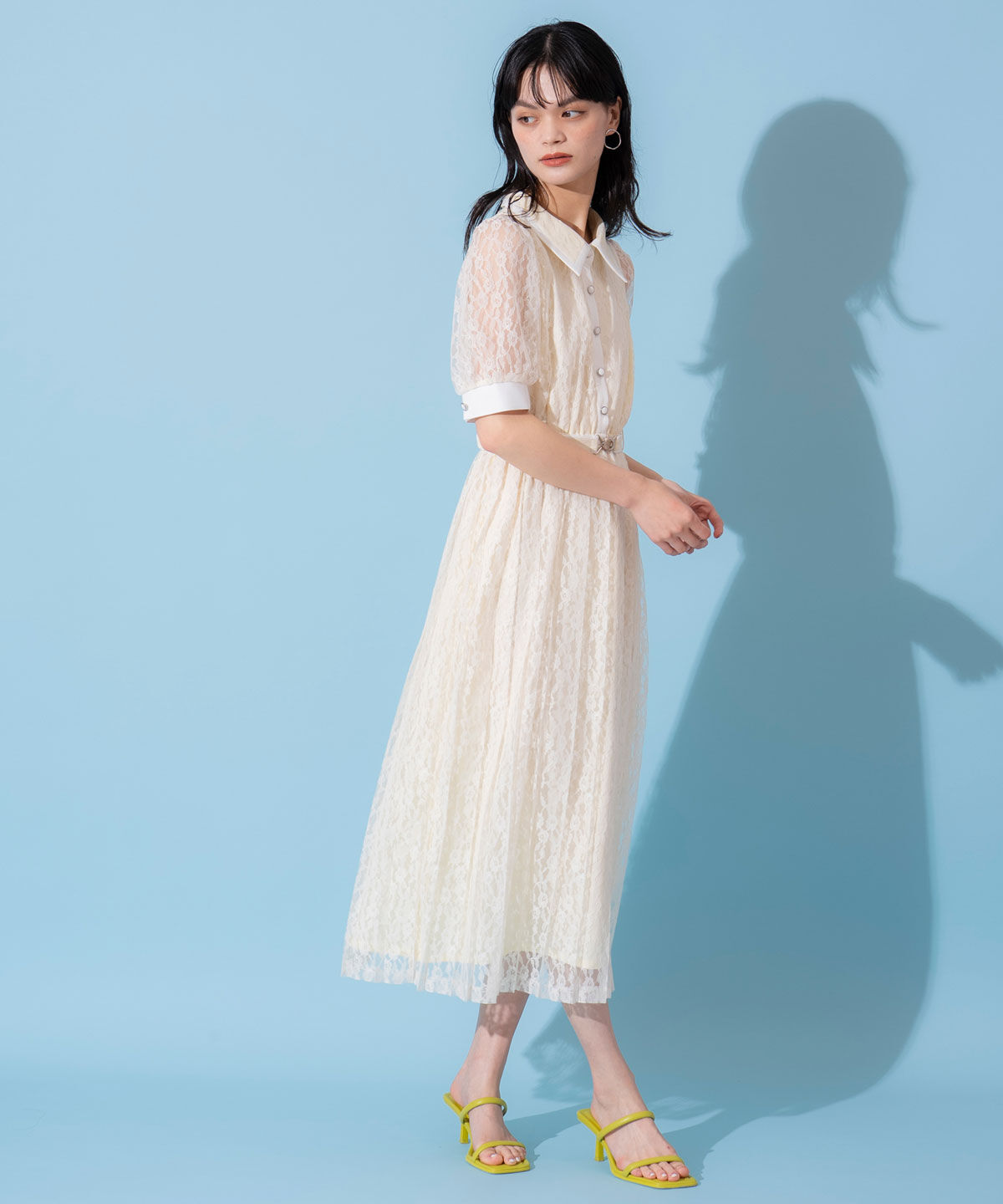 REDYAZEL「バイカラーレースプリーツワンピース」|ワンピース|