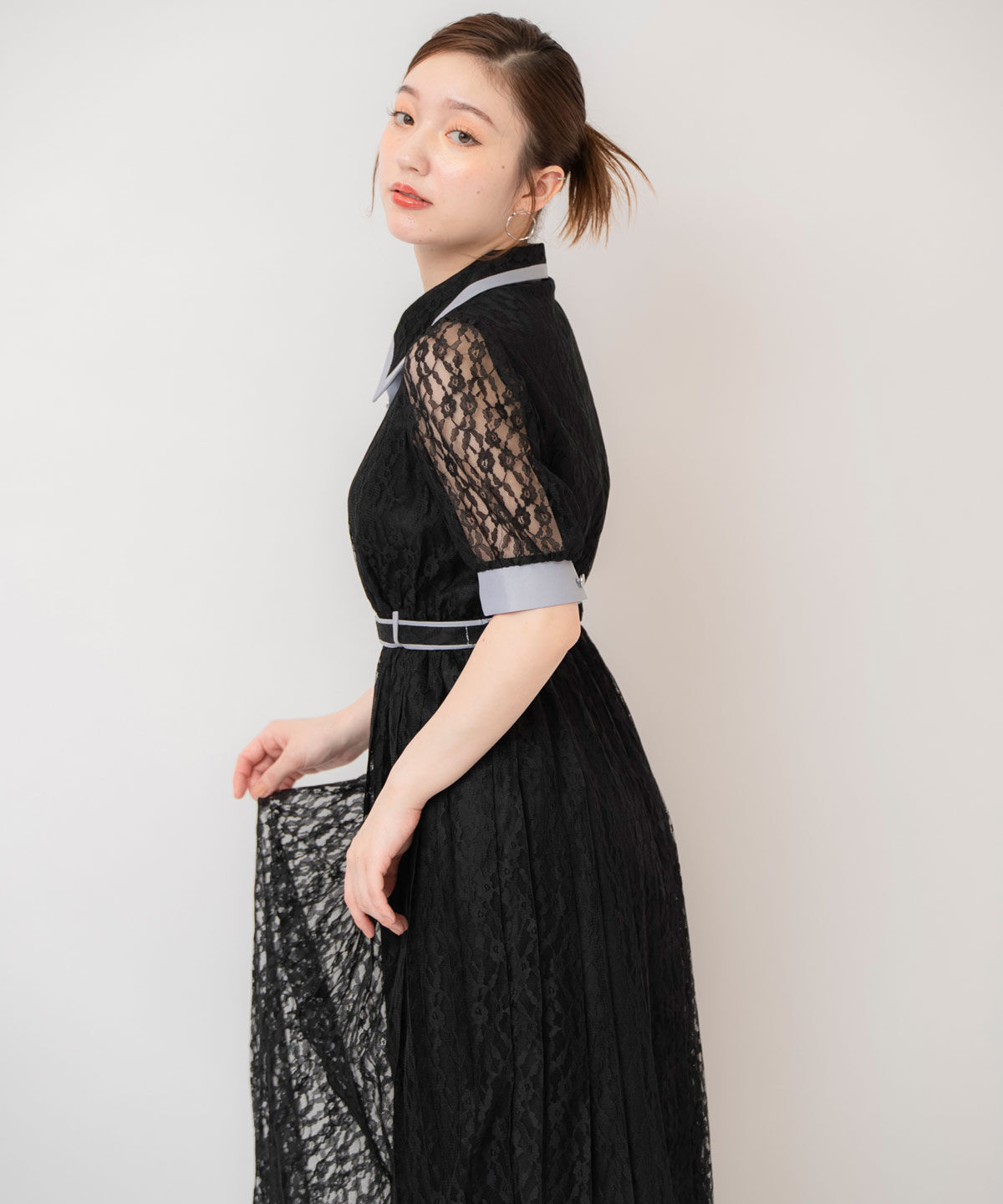 REDYAZEL「バイカラーレースプリーツワンピース」|ワンピース|