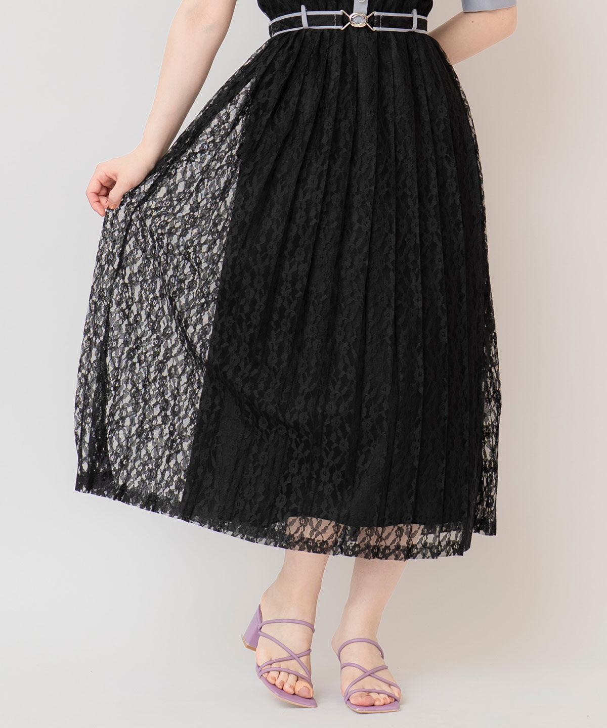 REDYAZEL「バイカラーレースプリーツワンピース」|ワンピース|