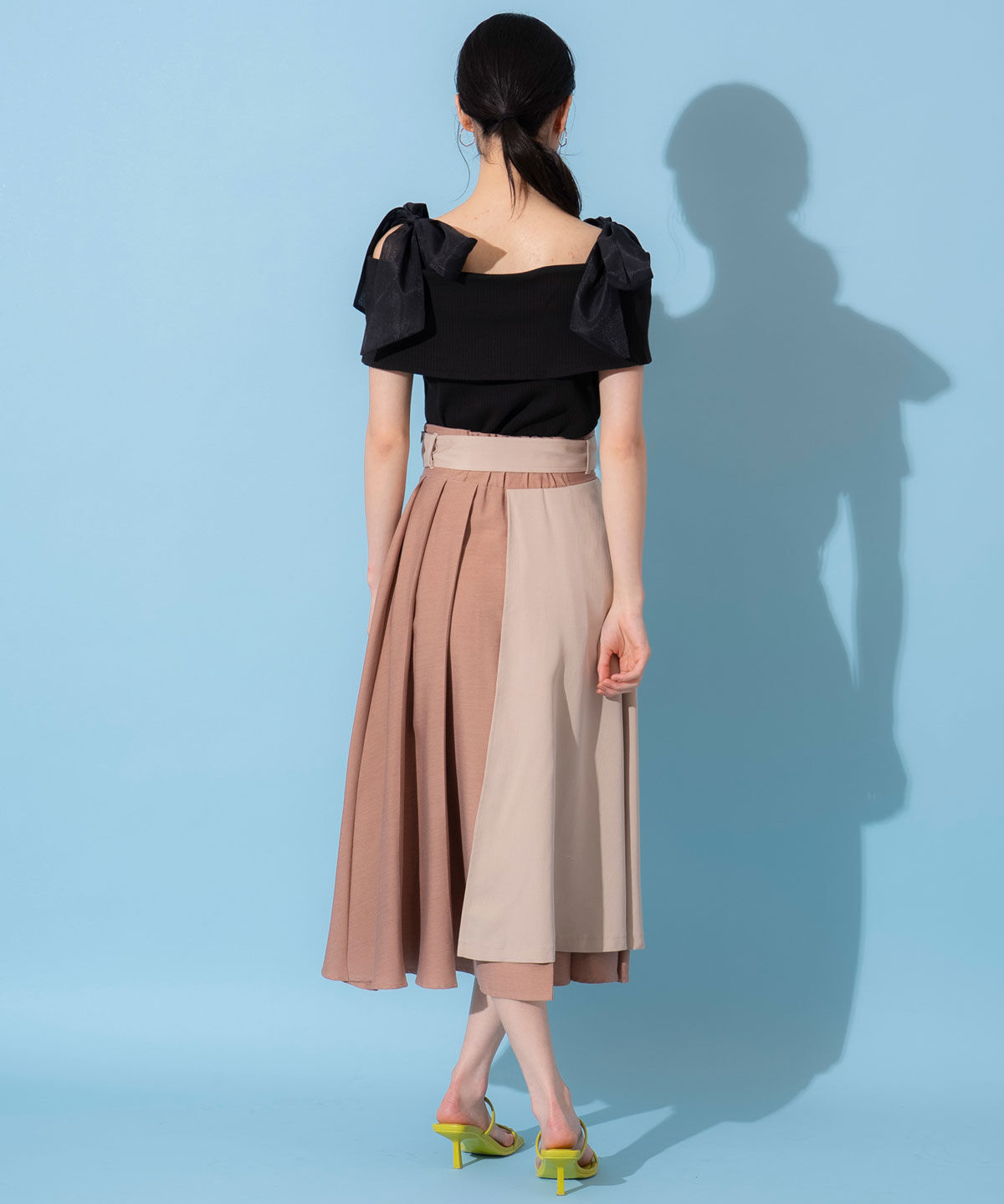 REDYAZEL「アシメバイカラーフレアスカート」|フレア|