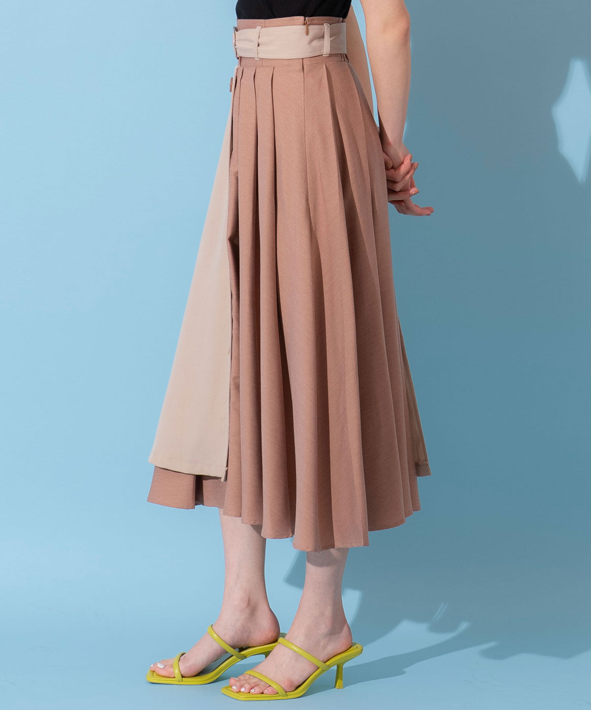 REDYAZEL「アシメバイカラーフレアスカート」|フレア|