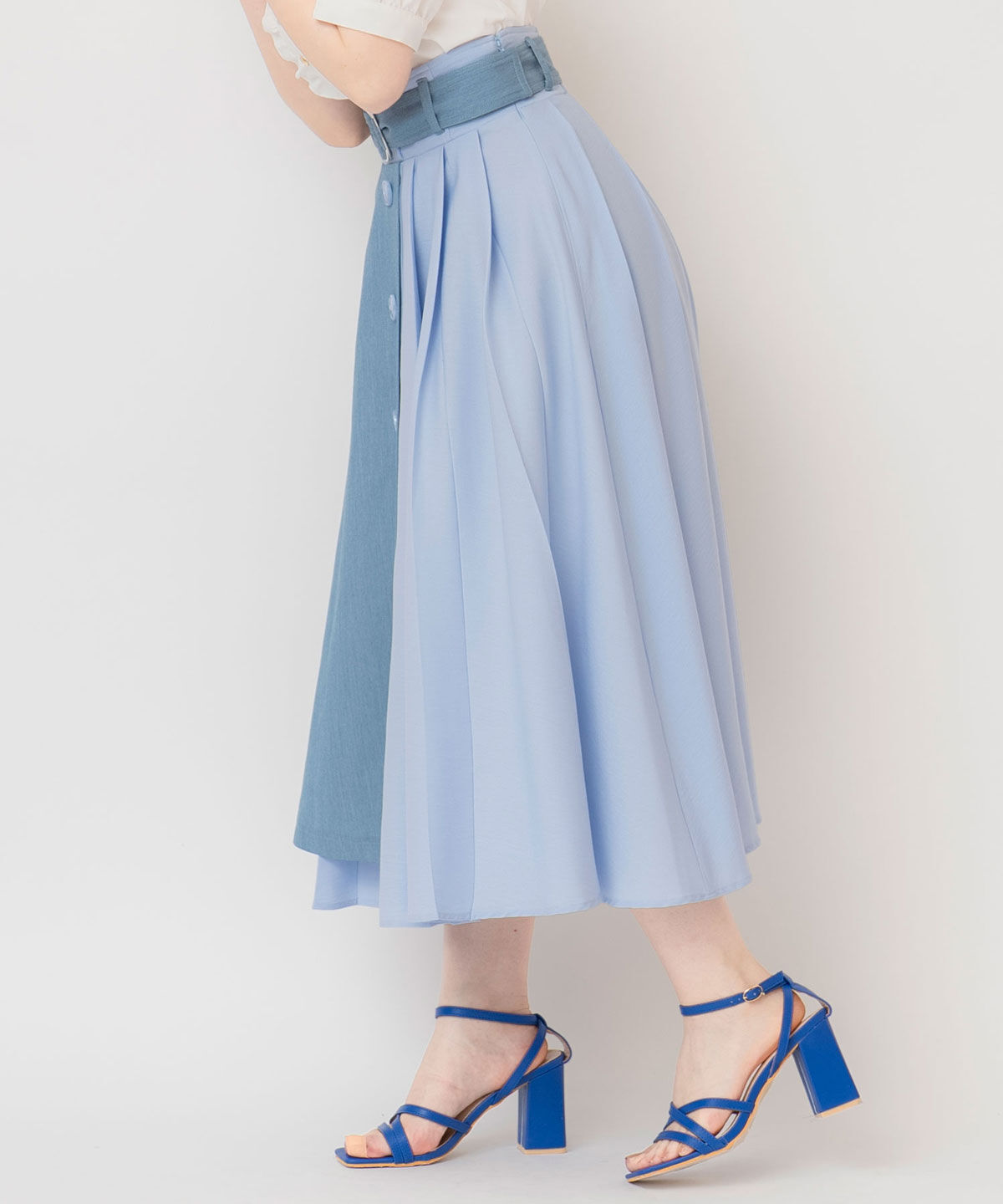 REDYAZEL「アシメバイカラーフレアスカート」|フレア|