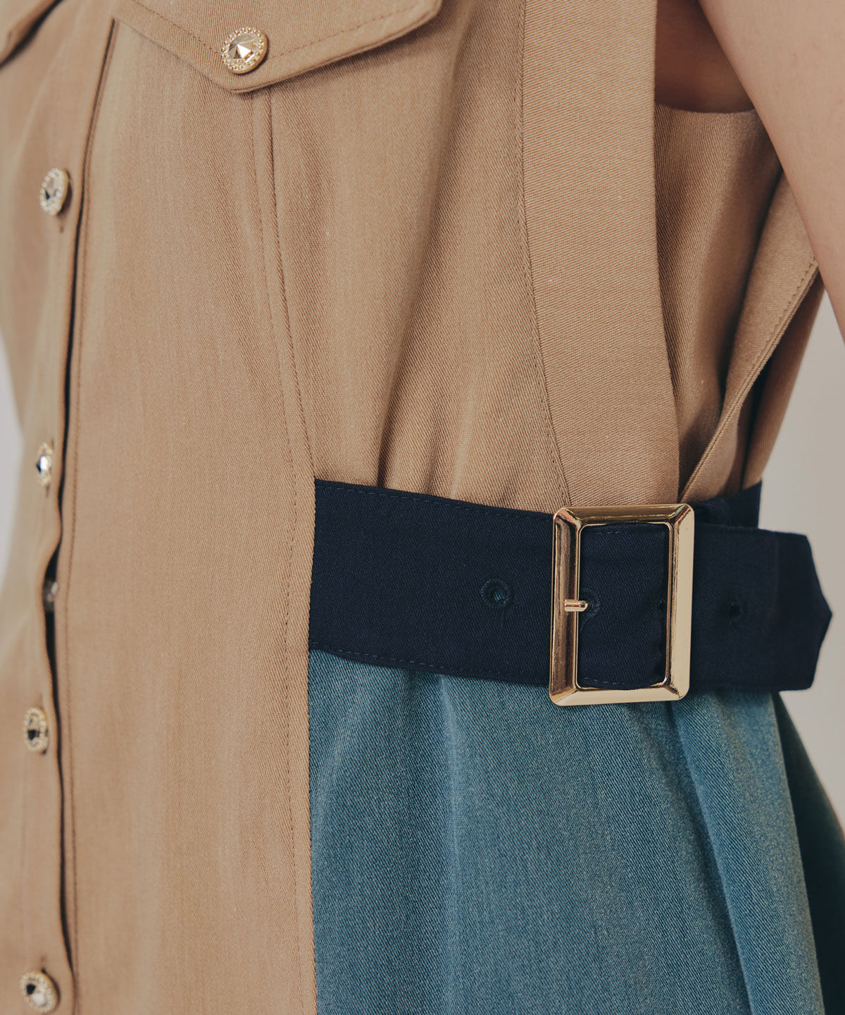 REDYAZEL「カラーブロックベルトシャツワンピース」|ワンピース|