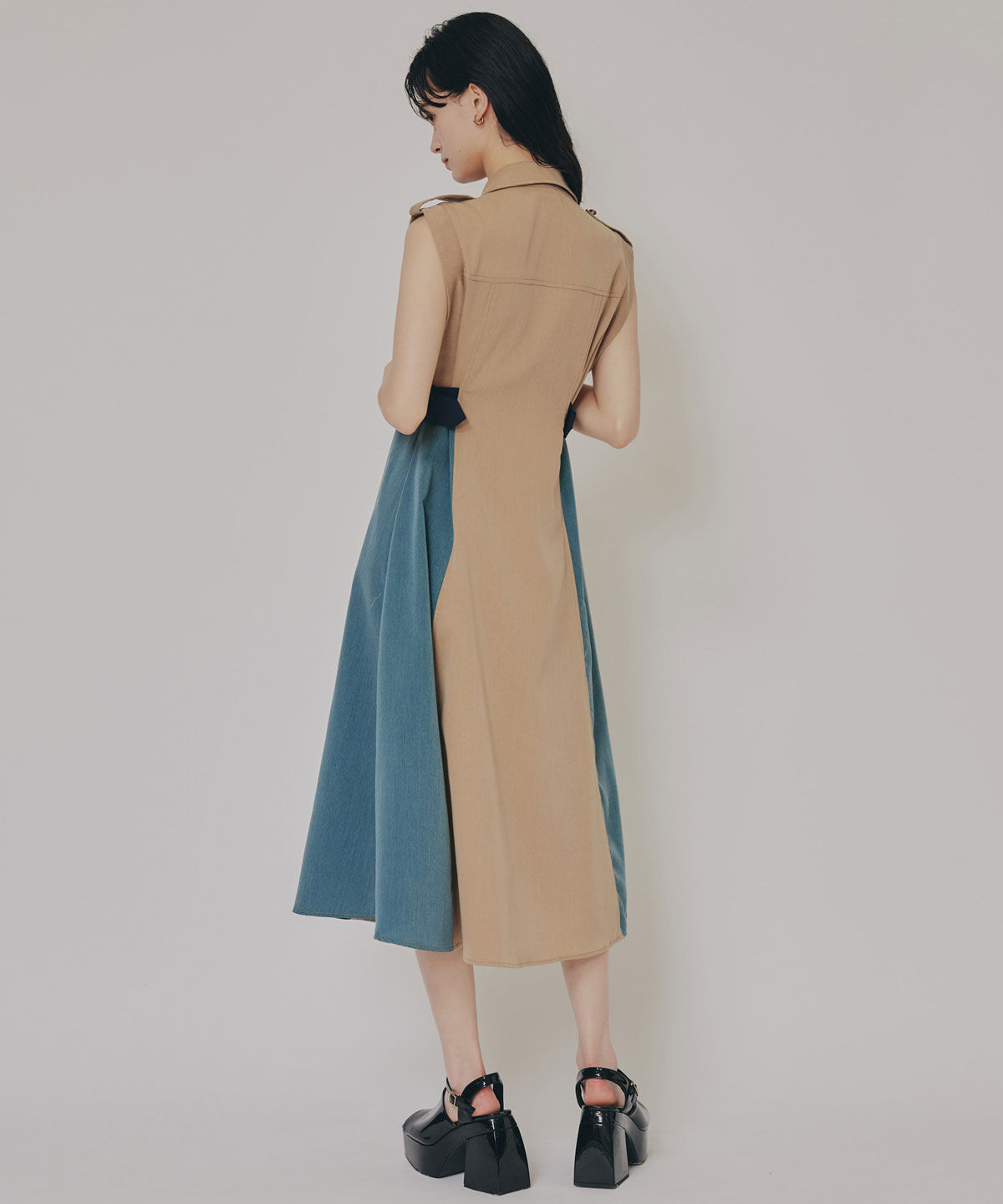 REDYAZEL「カラーブロックベルトシャツワンピース」|ワンピース|