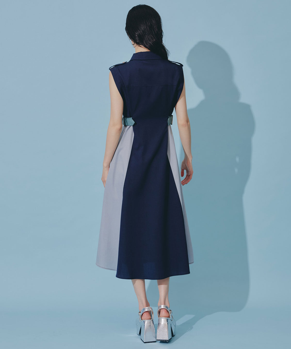 REDYAZEL「カラーブロックベルトシャツワンピース」|ワンピース|