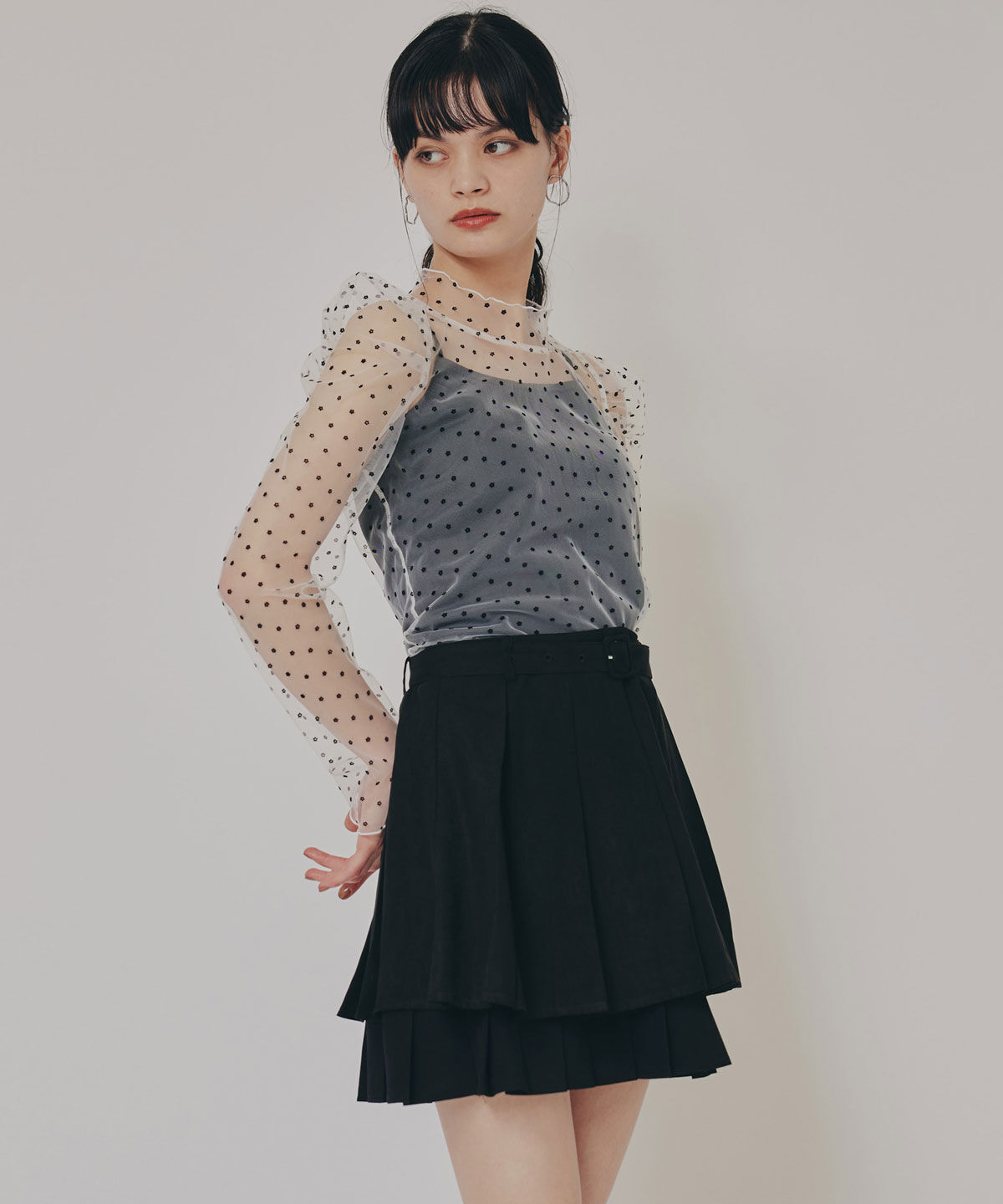 REDYAZEL「フラワーフロッキーチュールブラウス」|シャツ・ブラウス|