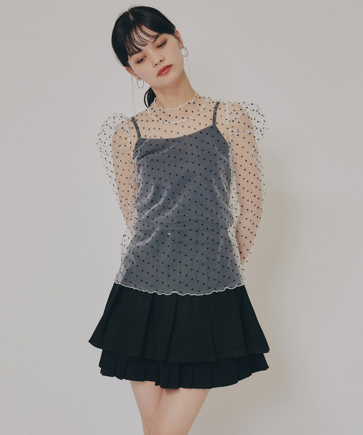 REDYAZEL「フラワーフロッキーチュールブラウス」|シャツ・ブラウス|