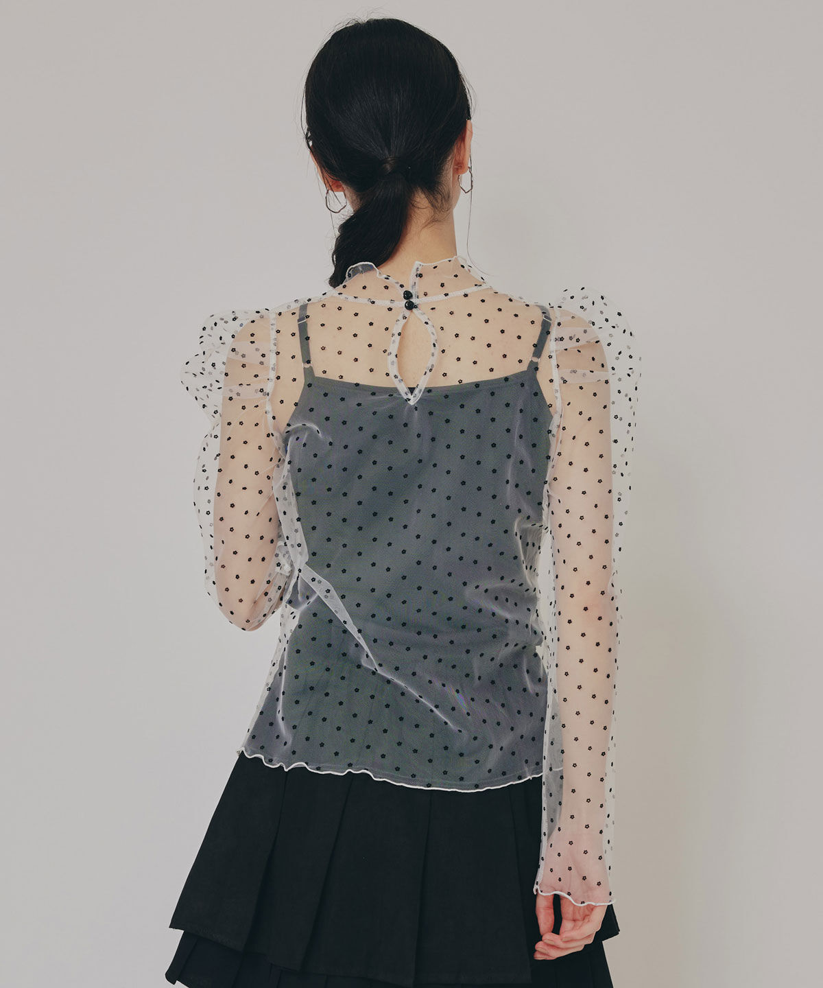 REDYAZEL「フラワーフロッキーチュールブラウス」|シャツ・ブラウス|