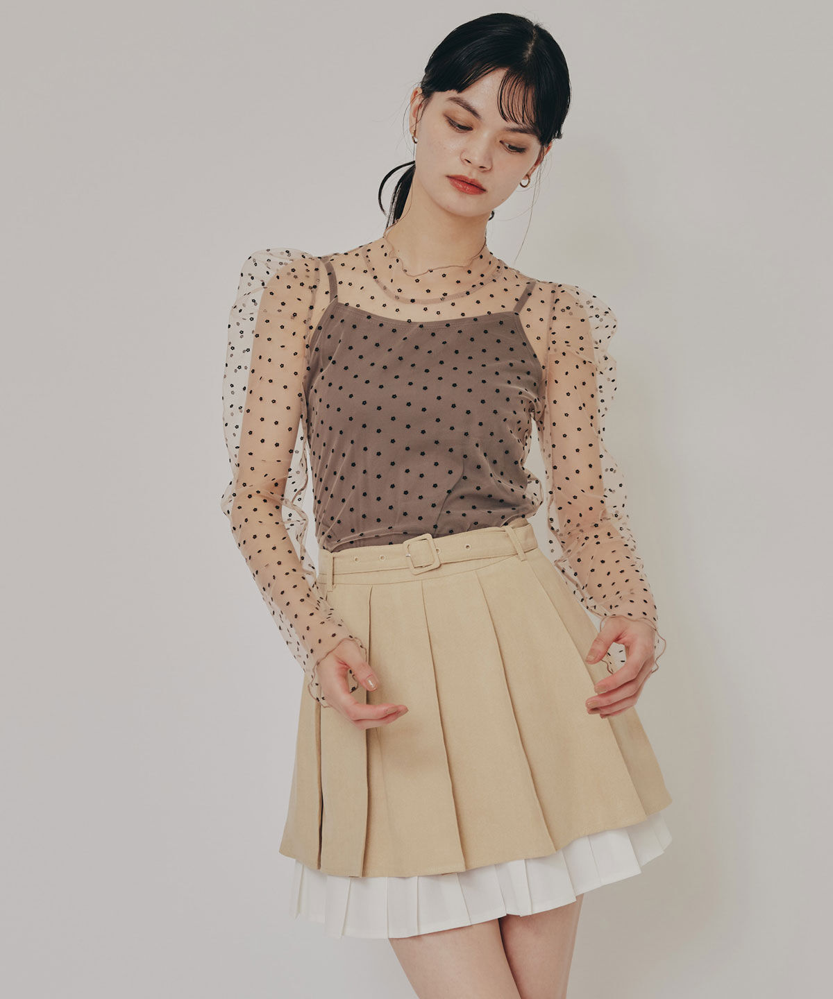 REDYAZEL「フラワーフロッキーチュールブラウス」|シャツ・ブラウス|