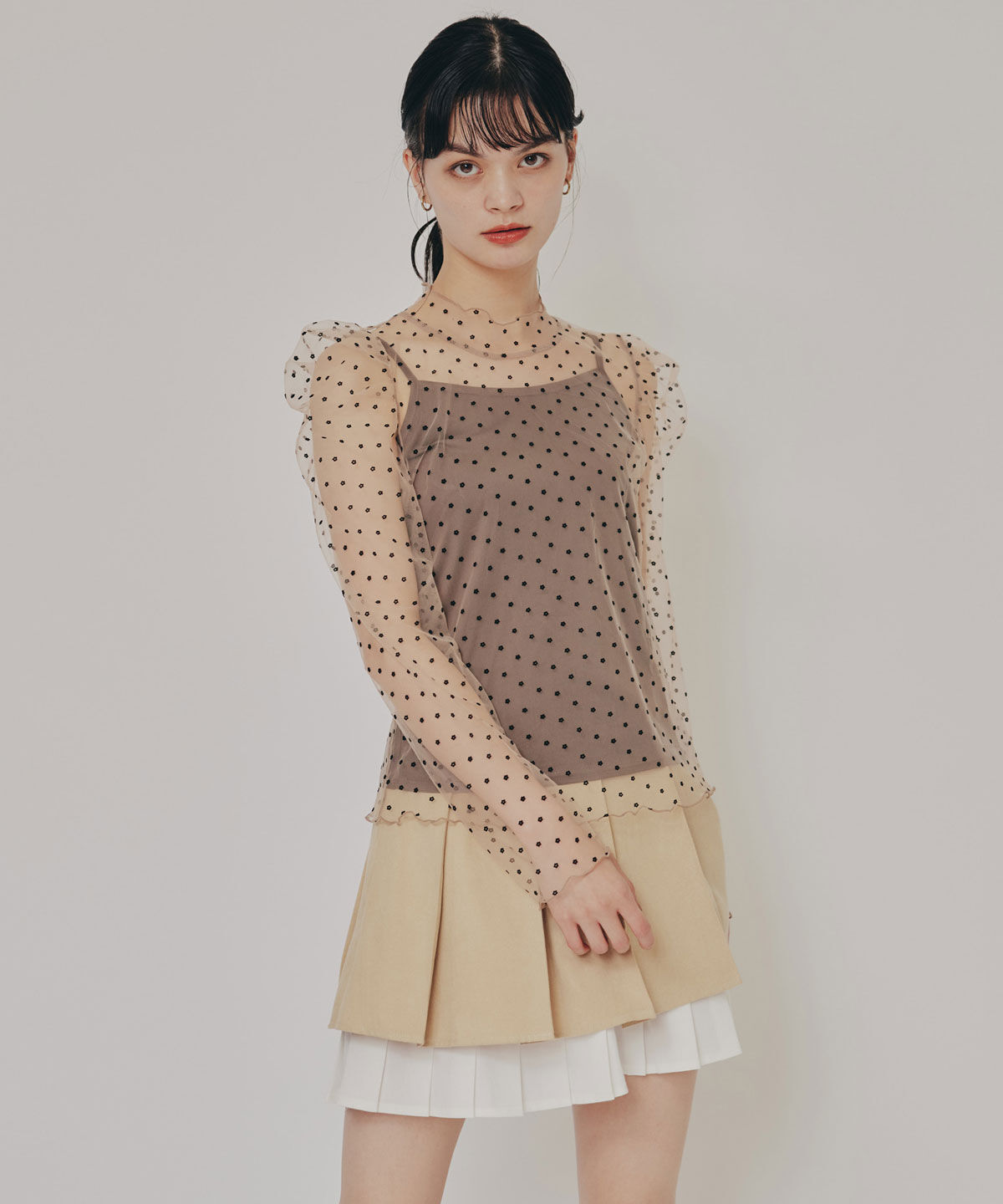 REDYAZEL「フラワーフロッキーチュールブラウス」|シャツ・ブラウス|