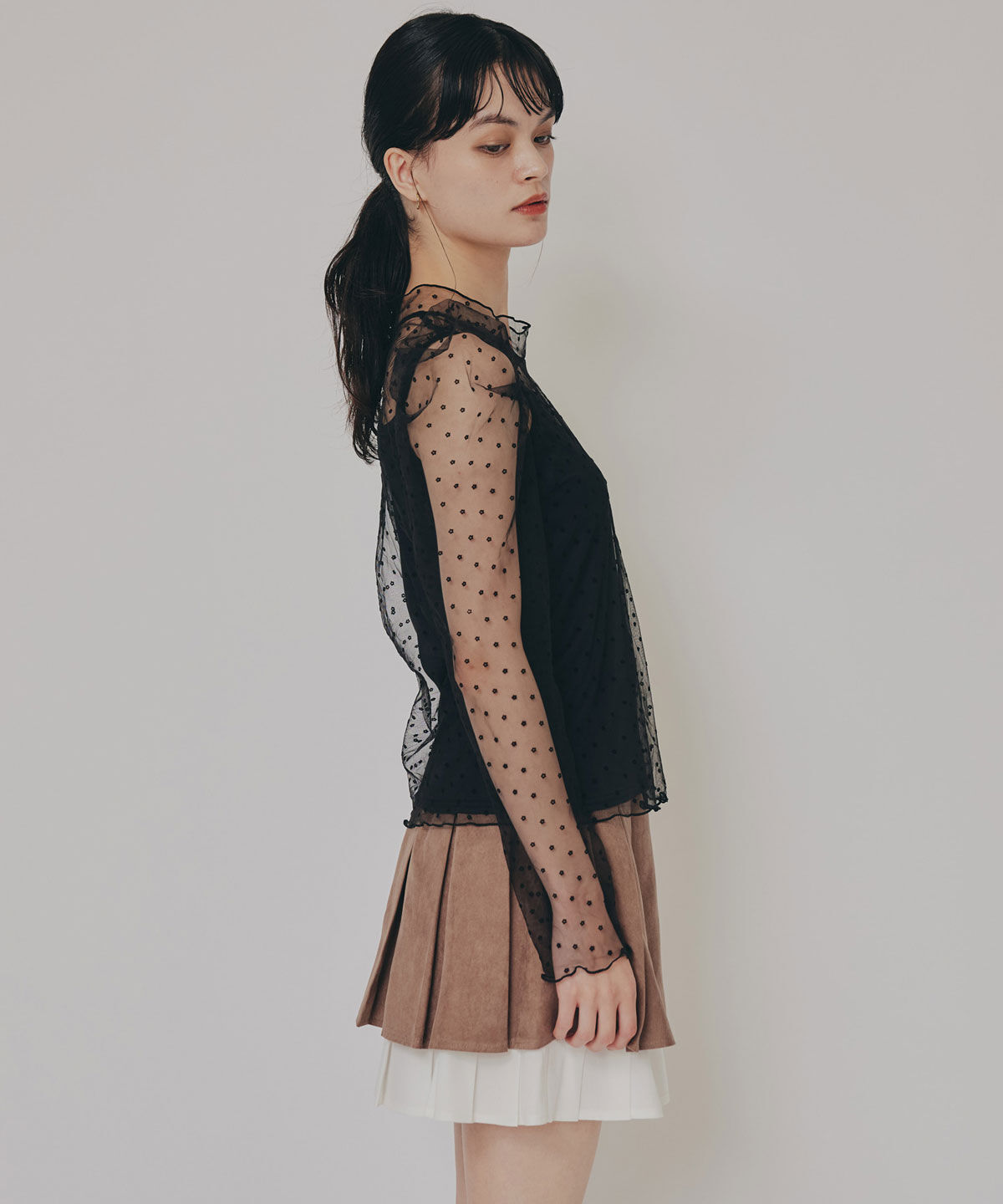 REDYAZEL「フラワーフロッキーチュールブラウス」|シャツ・ブラウス|