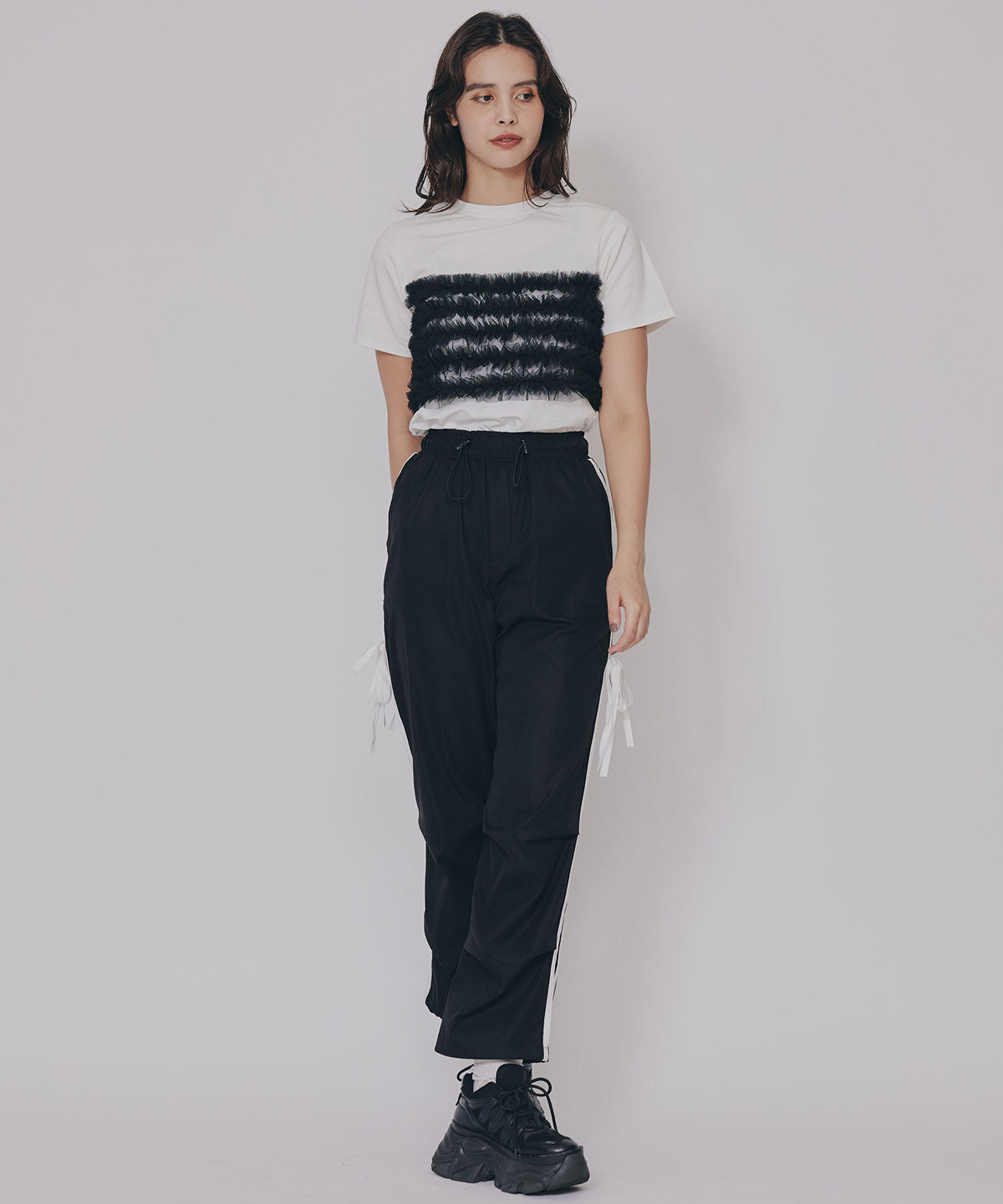 REDYAZEL「サイドリボンラインパラシュートパンツ」|その他|