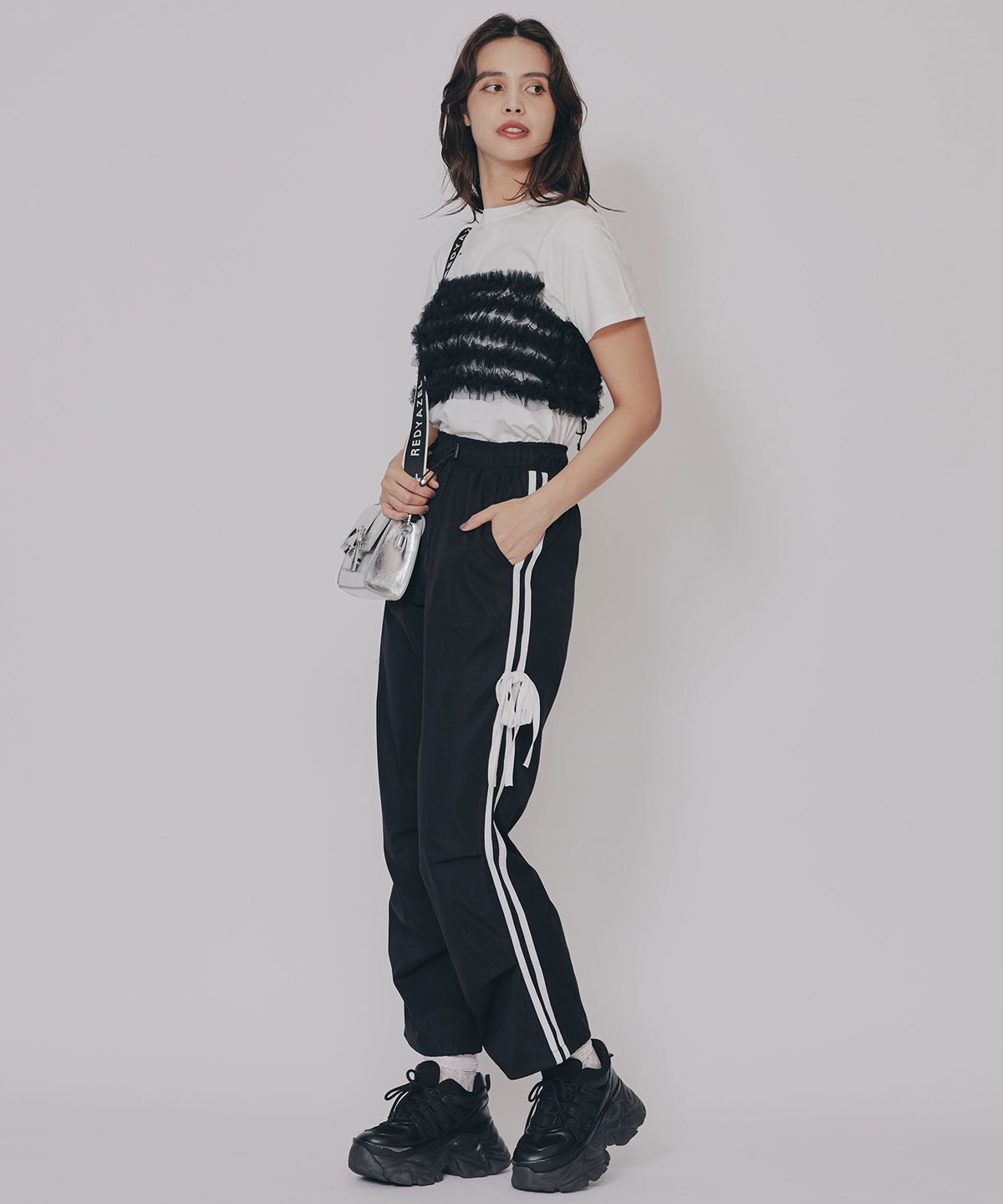 REDYAZEL「サイドリボンラインパラシュートパンツ」|その他|