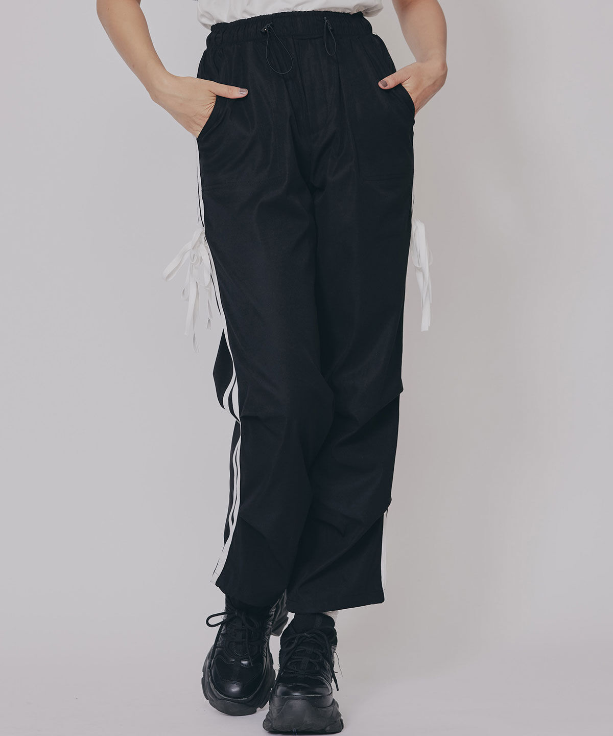 REDYAZEL「サイドリボンラインパラシュートパンツ」|その他|