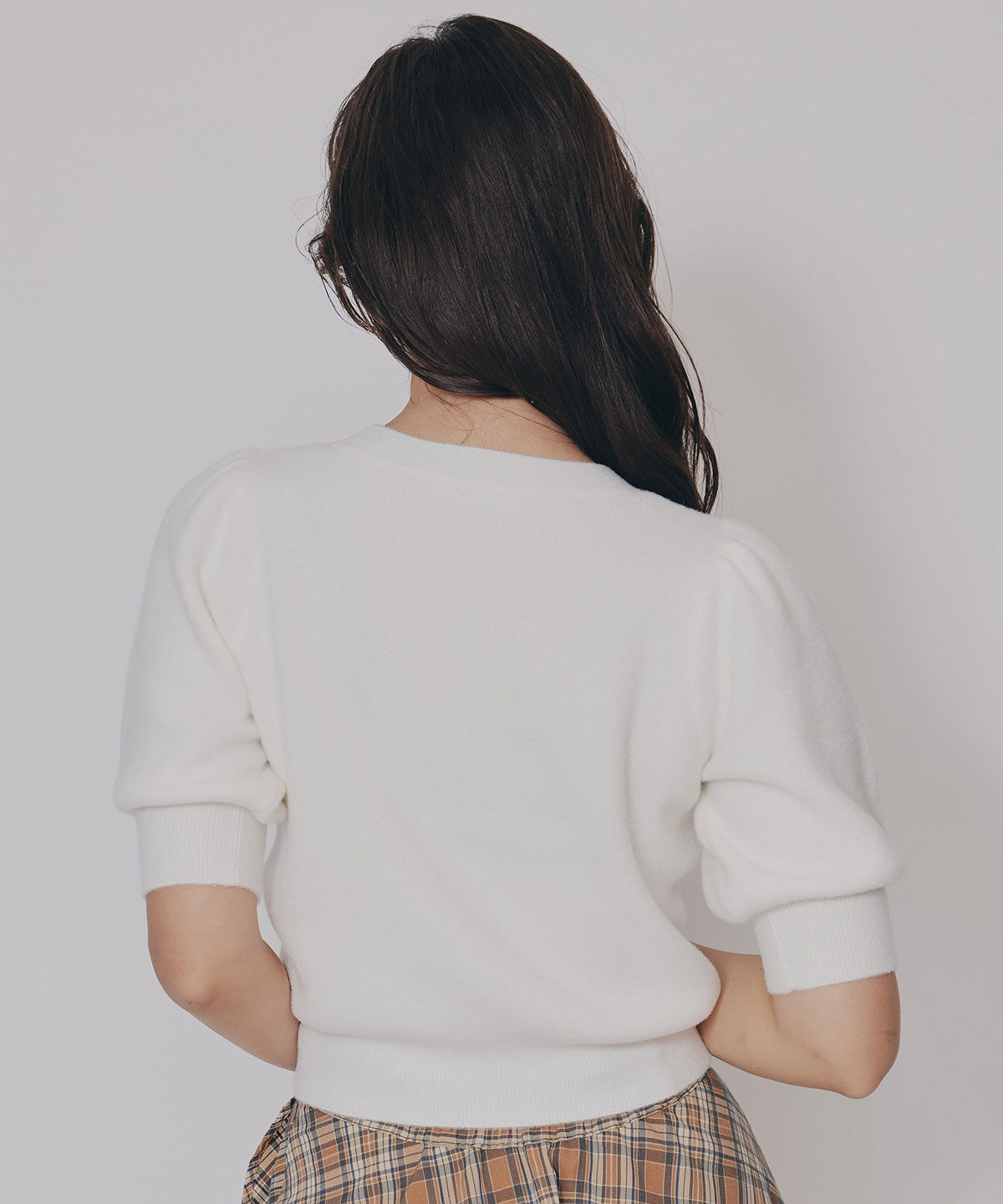 REDYAZEL「ビジューパフスリーブニットトップス」|ニット・セーター|