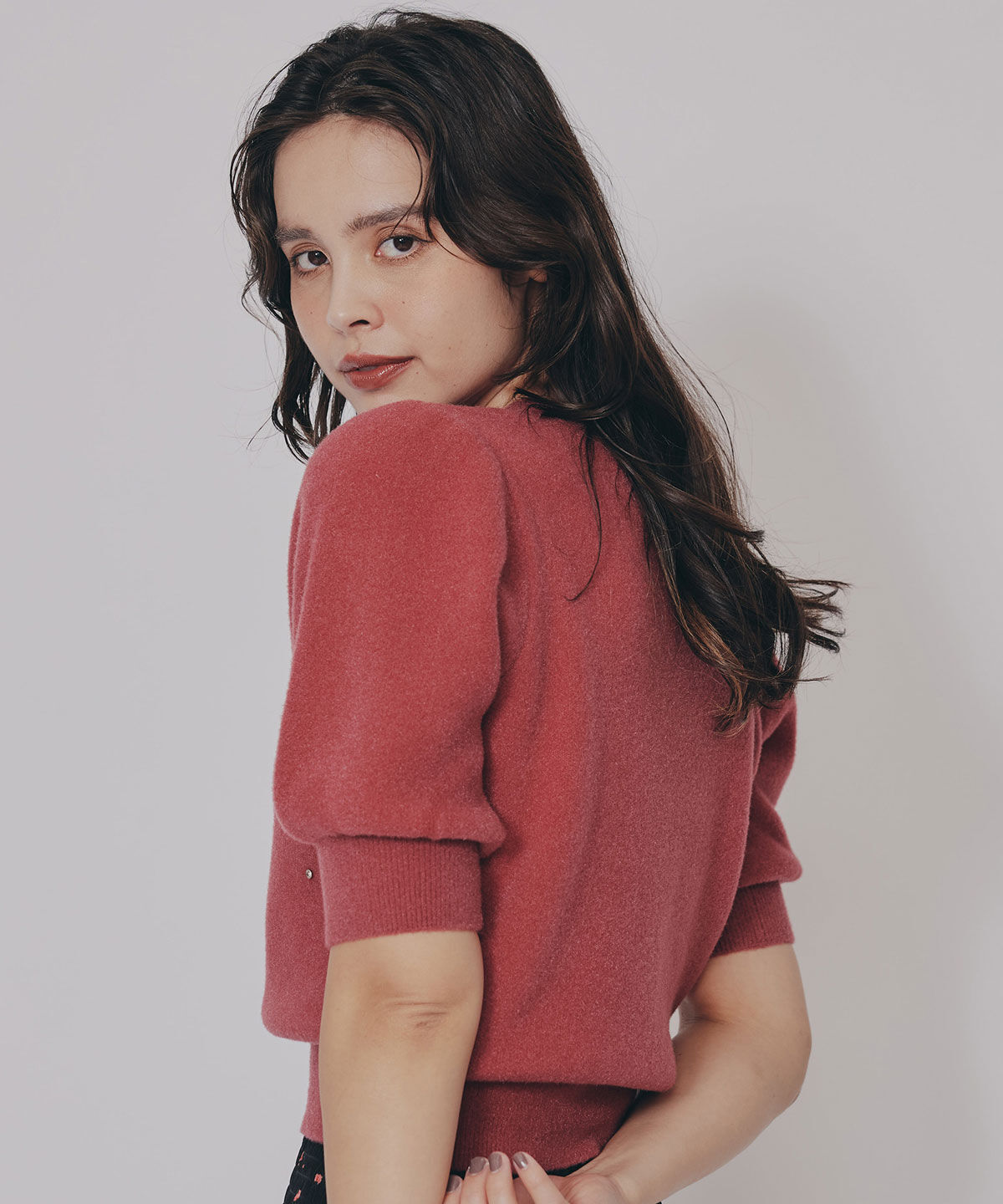 REDYAZEL「ビジューパフスリーブニットトップス」|ニット・セーター|