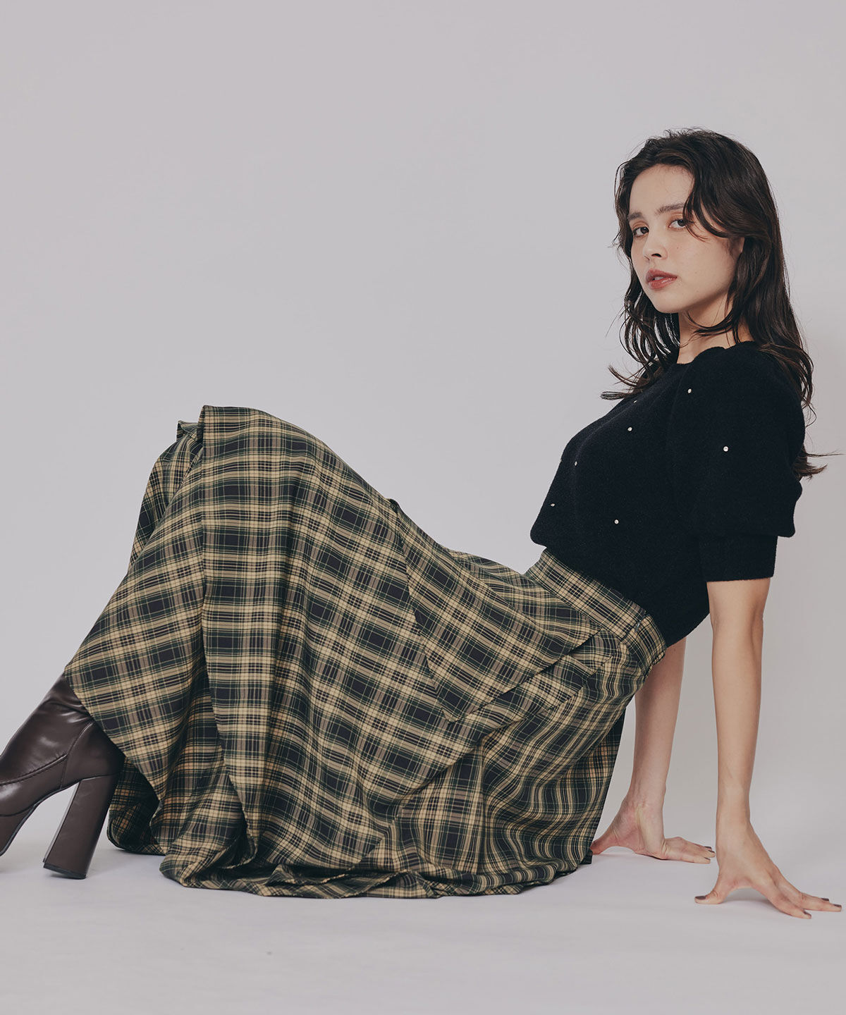 REDYAZEL「ビジューパフスリーブニットトップス」|ニット・セーター|