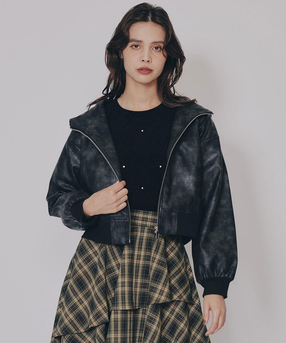 REDYAZEL「ビジューパフスリーブニットトップス」|ニット・セーター|