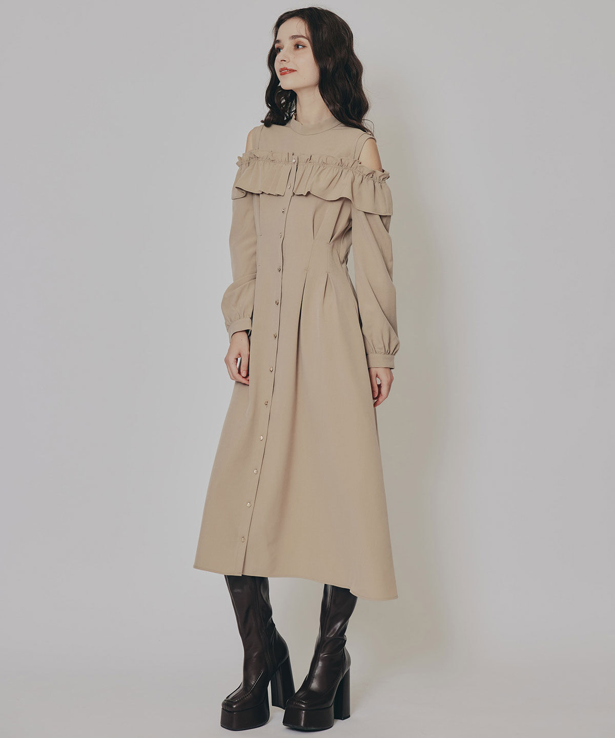 REDYAZEL「オープンショルダーフリルワンピース」|ワンピース|