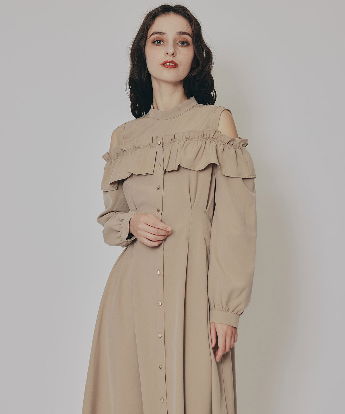 REDYAZEL「オープンショルダーフリルワンピース」|ワンピース|