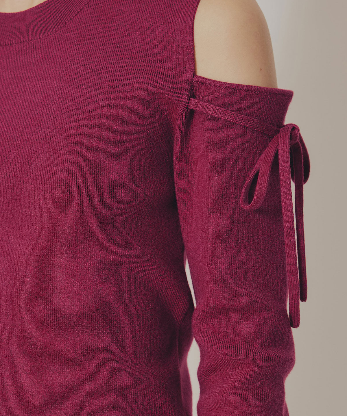 REDYAZEL「リボンオフショルダーニットトップス」|ニット・セーター|