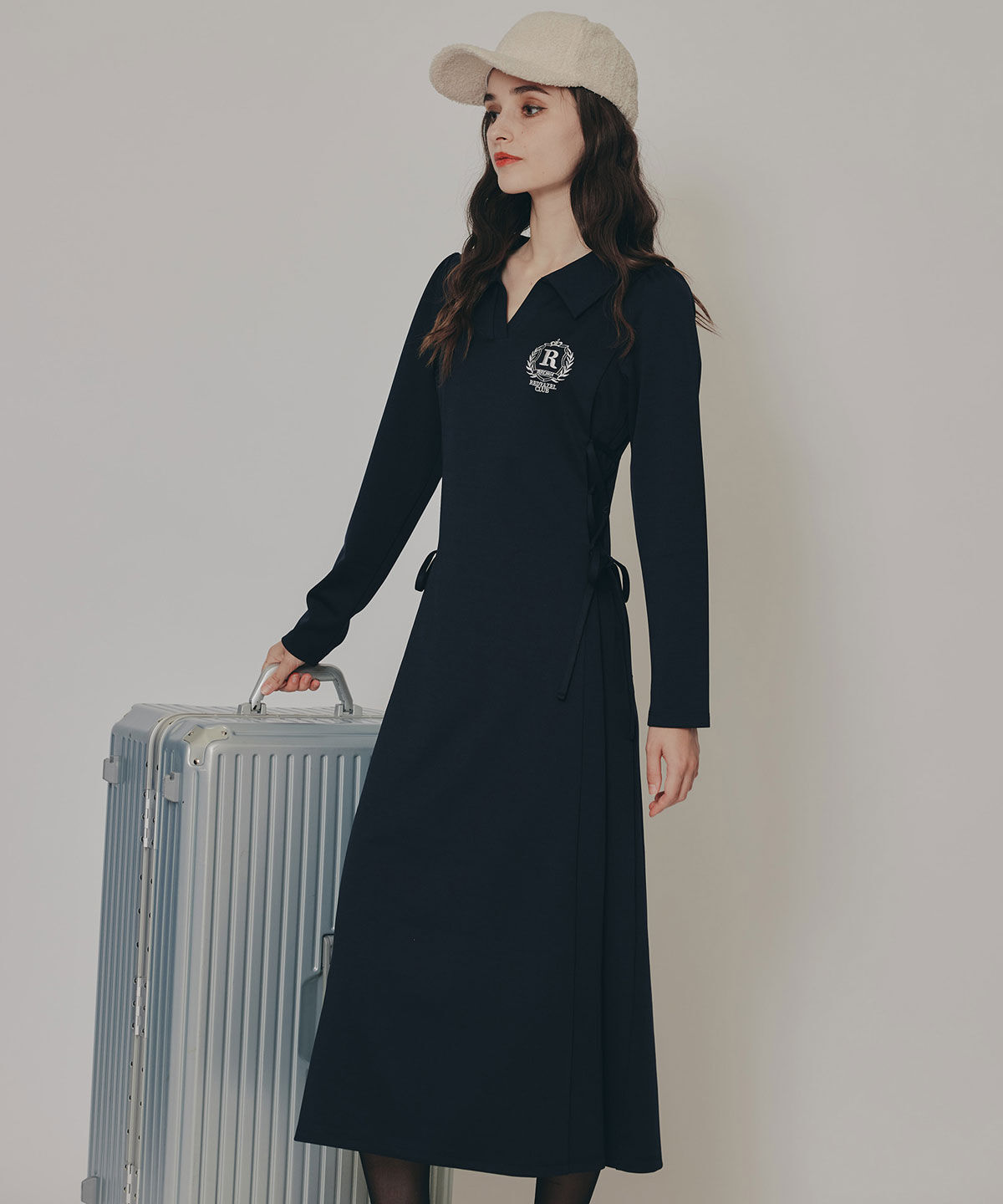 REDYAZEL「エンブレムサイドレースアップロングスリーブワンピース」|ワンピース|