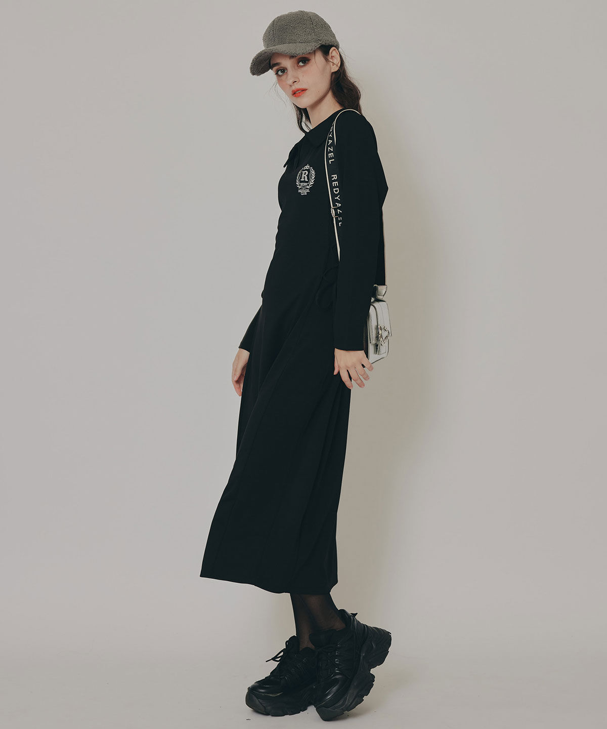 REDYAZEL「エンブレムサイドレースアップロングスリーブワンピース」|ワンピース|