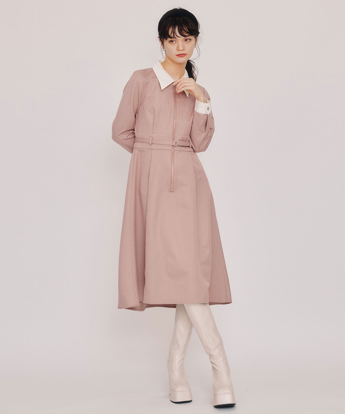 REDYAZEL「フロントZIPストライプロングワンピース」|ワンピース|