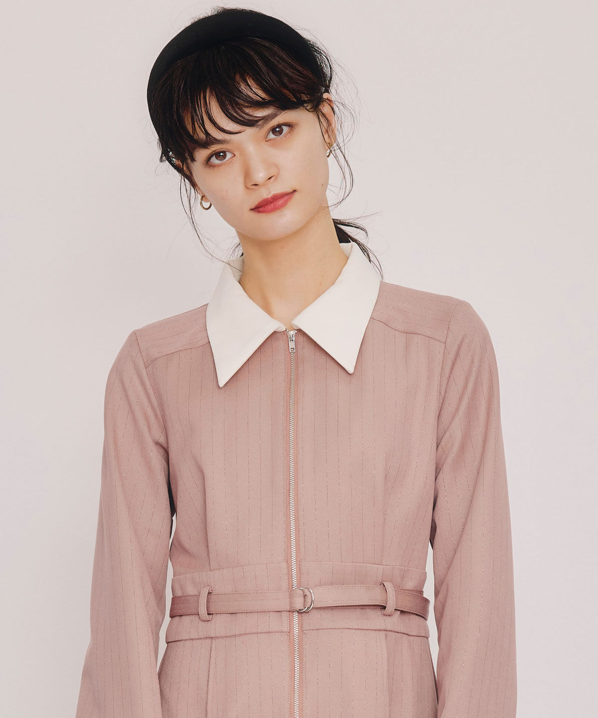 REDYAZEL「フロントZIPストライプロングワンピース」|ワンピース|