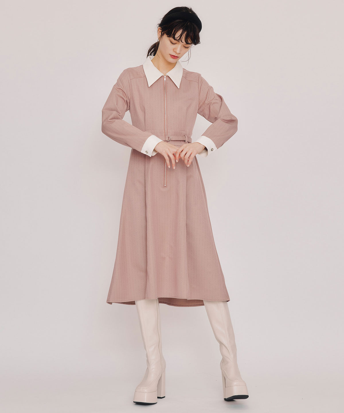 REDYAZEL「フロントZIPストライプロングワンピース」|ワンピース|