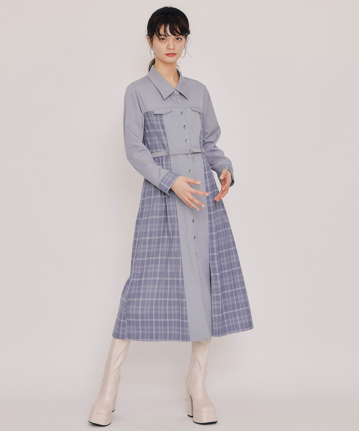 REDYAZEL「チェックパネルロングワンピース」|ワンピース|