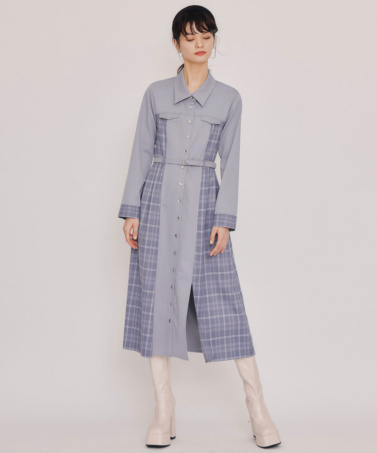 REDYAZEL「チェックパネルロングワンピース」|ワンピース|