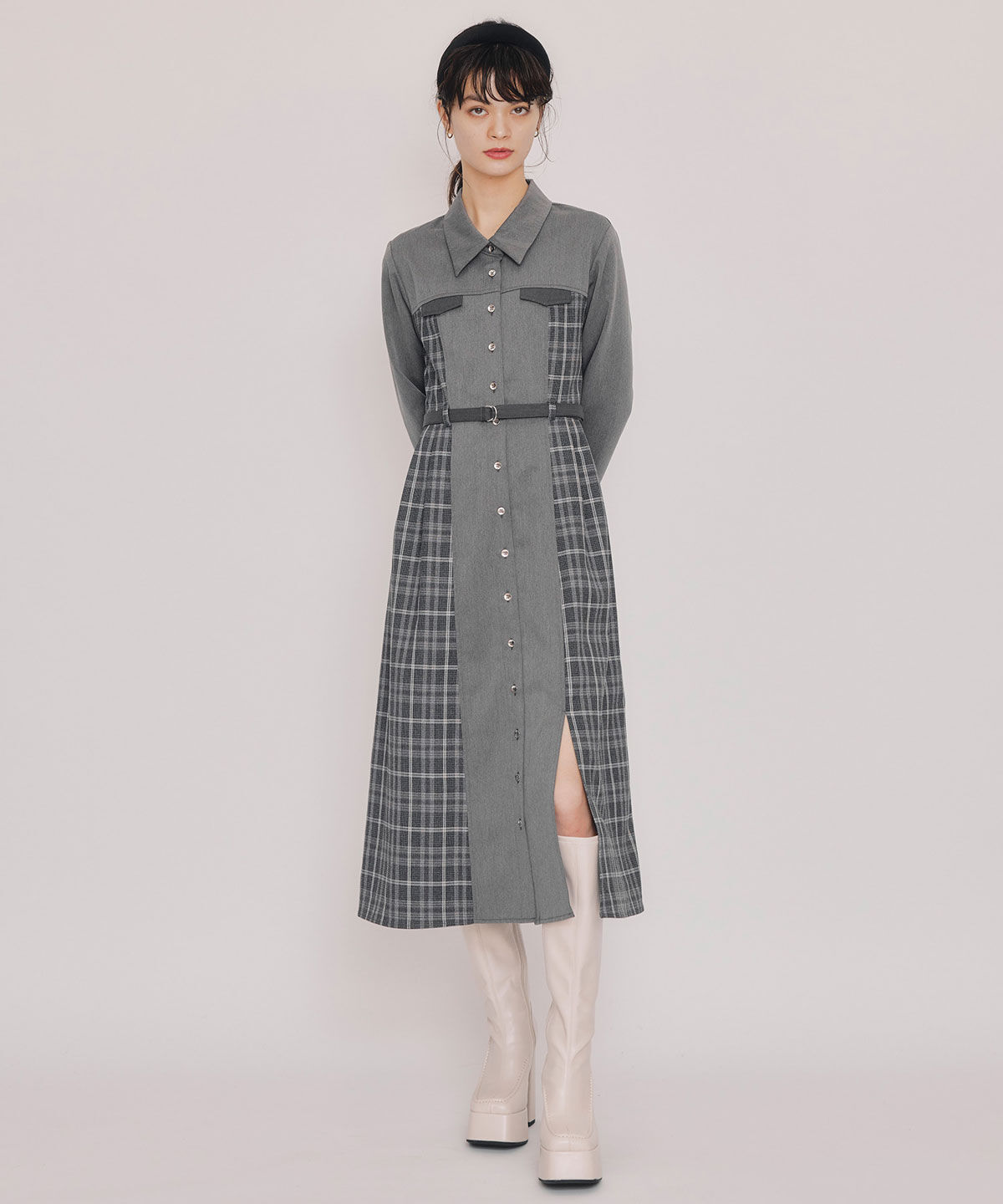 REDYAZEL「チェックパネルロングワンピース」|ワンピース|