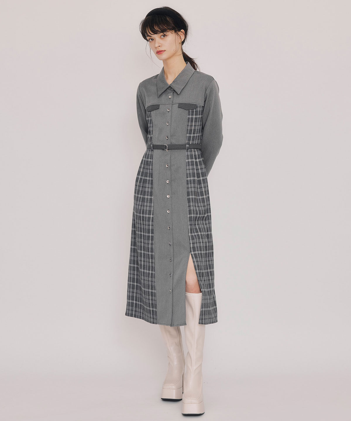 REDYAZEL「チェックパネルロングワンピース」|ワンピース|