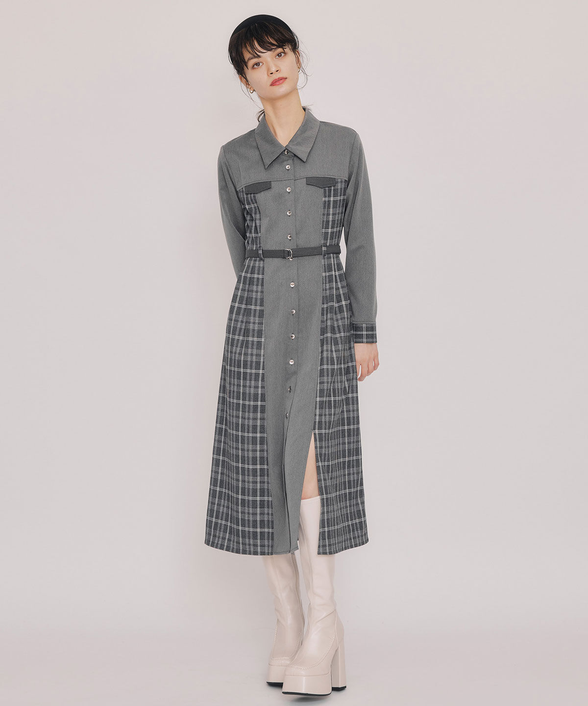 REDYAZEL「チェックパネルロングワンピース」|ワンピース|