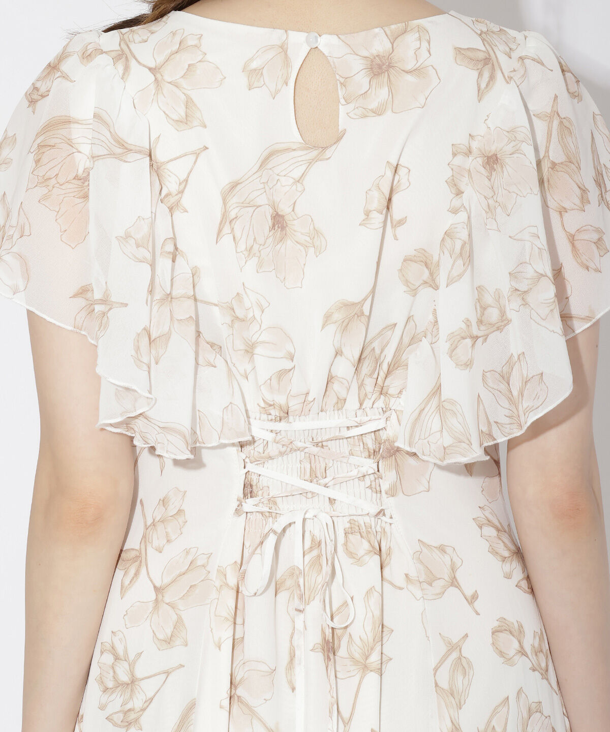 WILLSELECTION「ラインフラワー袖フリルワンピース」|ワンピース|