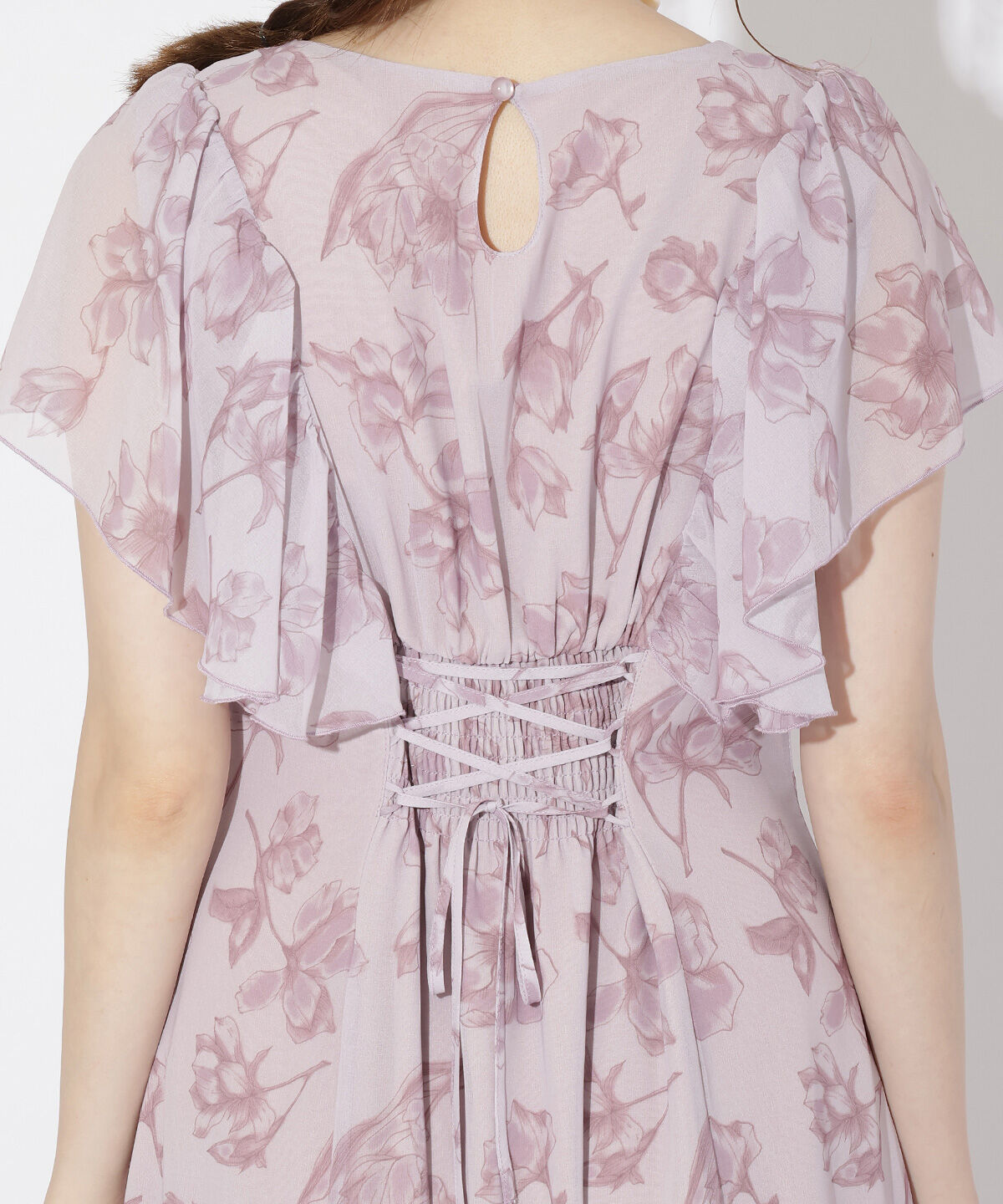 WILLSELECTION「ラインフラワー袖フリルワンピース」|ワンピース|